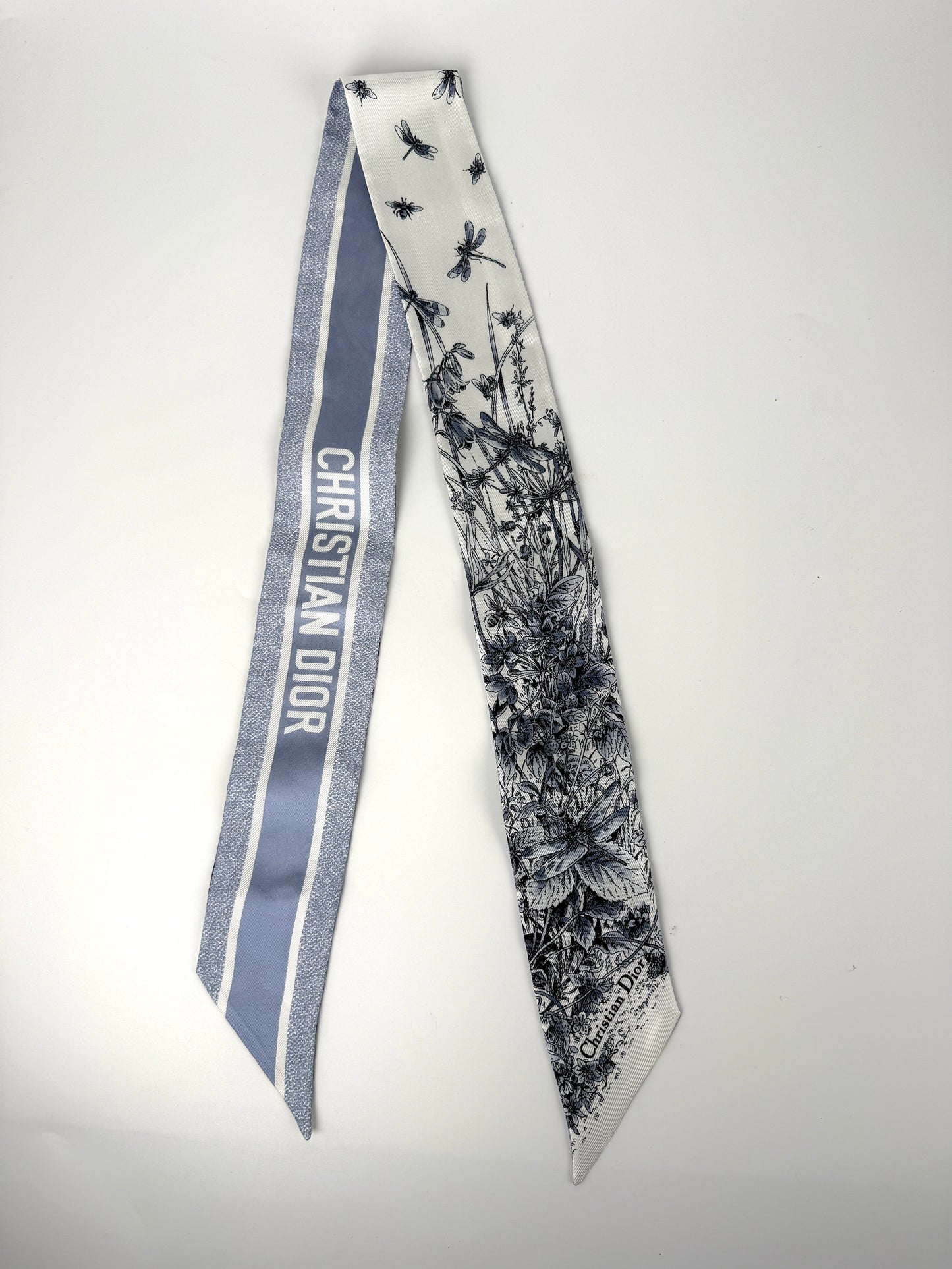 Christian Dior Dioriviera Tiole de Jouy Mitzah Blue Silk Floral Bandeau Scarf 