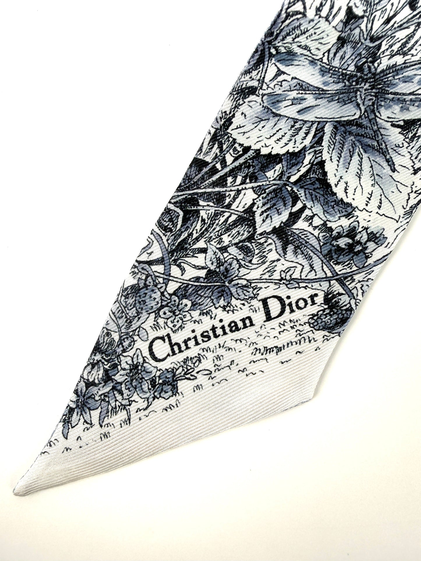 Christian Dior Dioriviera Tiole de Jouy Mitzah Blue Silk Floral Bandeau Scarf