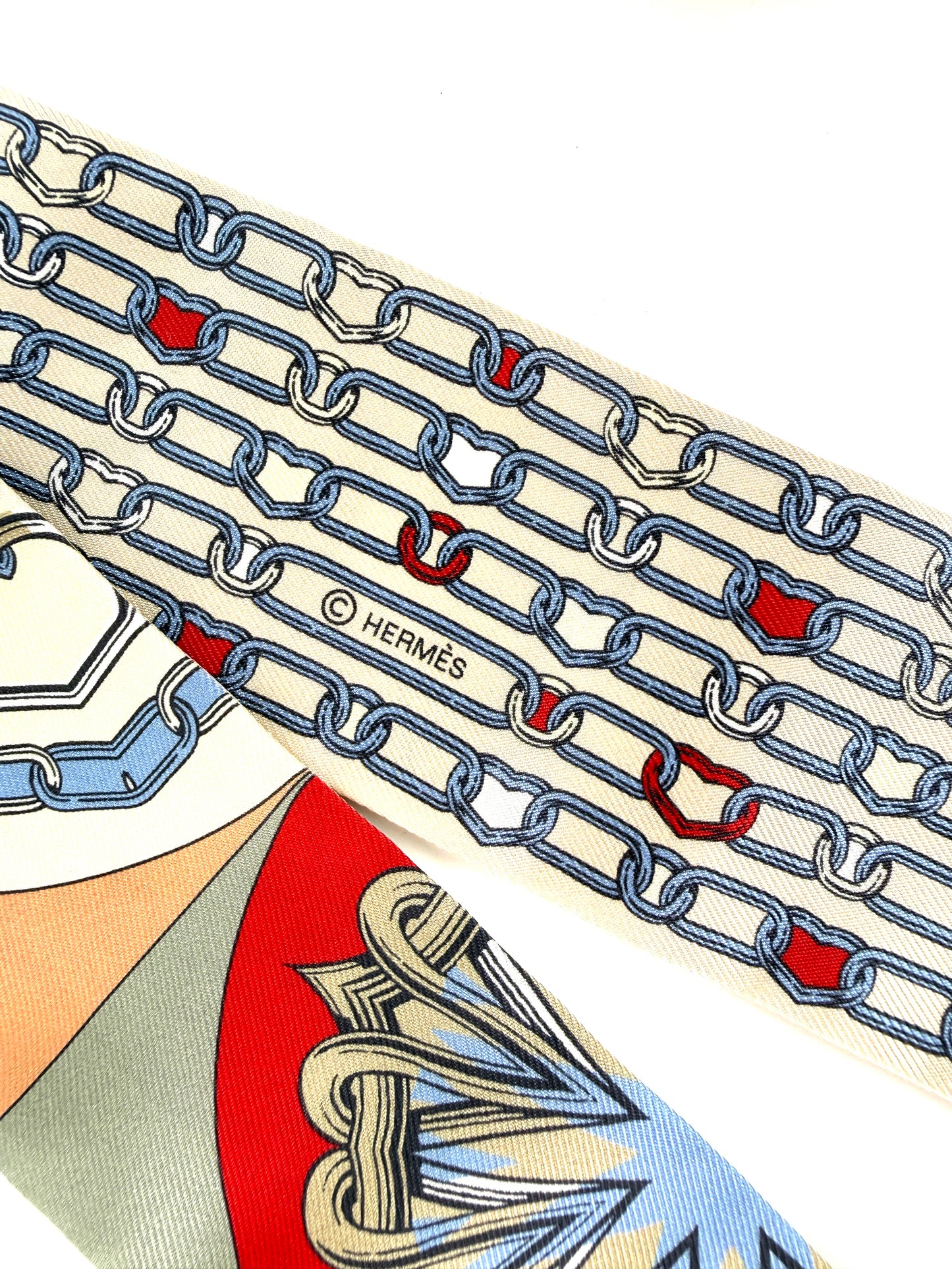 Hermes Effet Kaleidoscope Print Beige Rouge Kaki Silk Twilly Scarf New