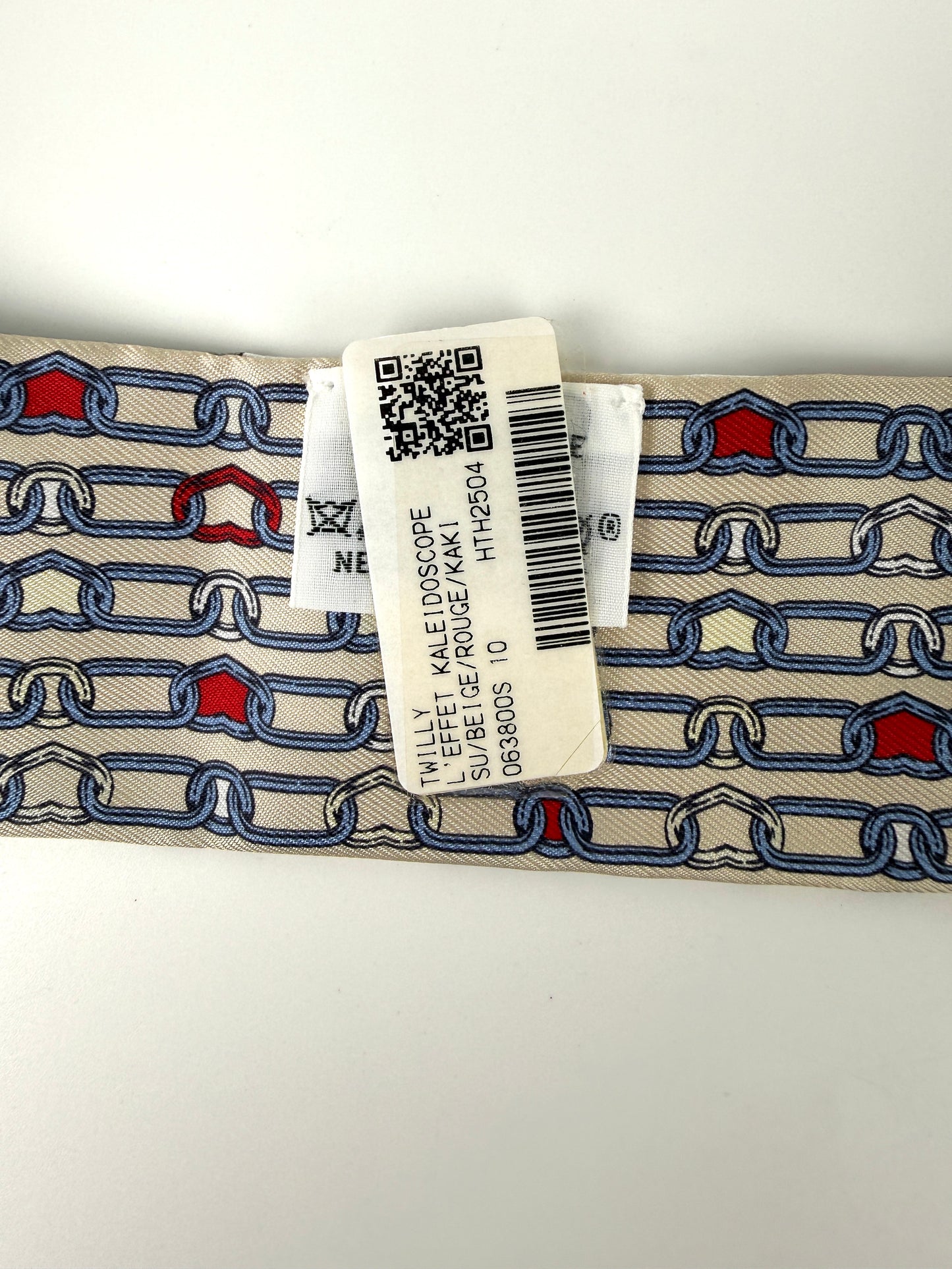 Hermes Effet Kaleidoscope Print Beige Rouge Kaki Silk Twilly Scarf New