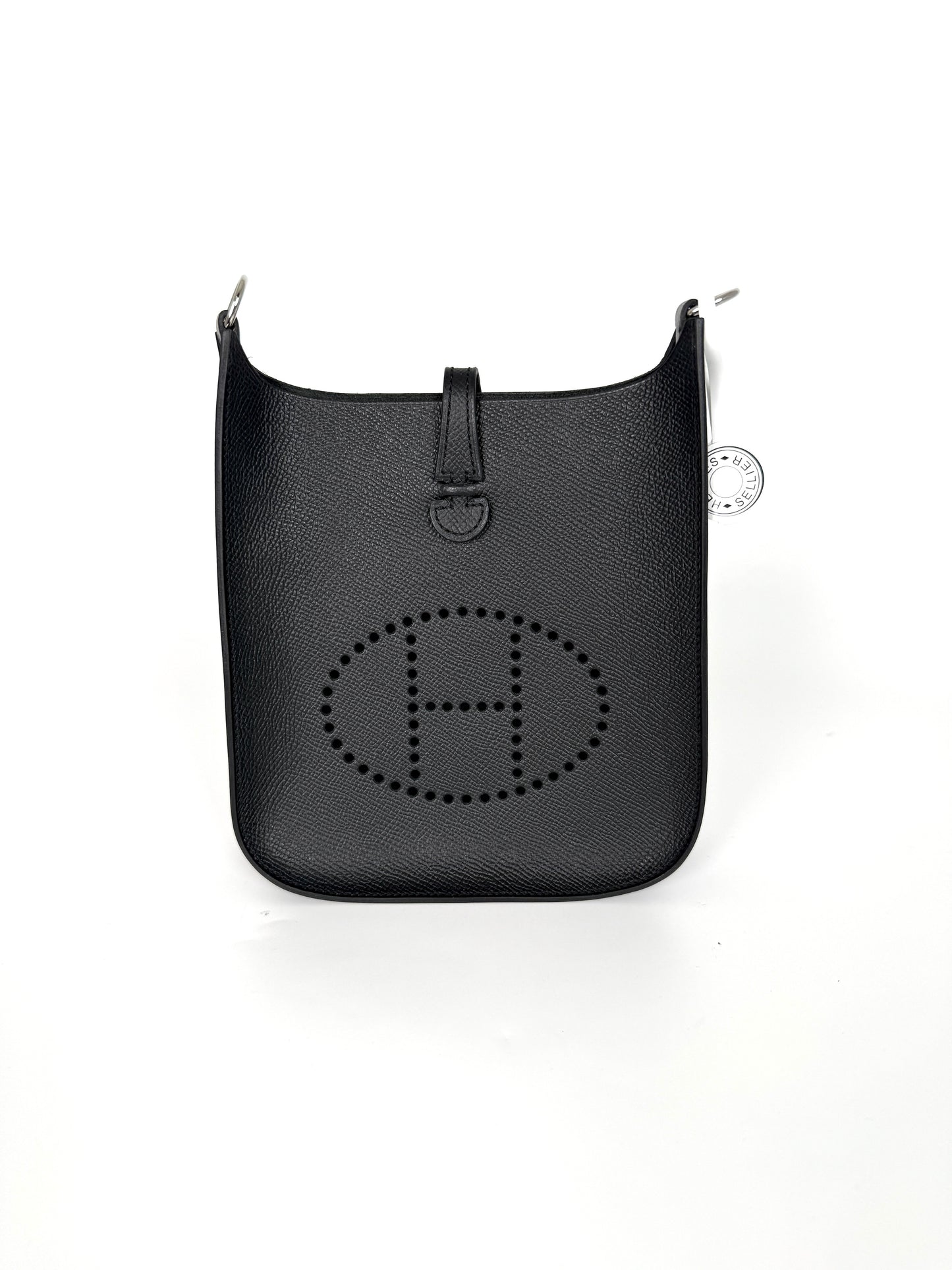 New HERMES Mini Evelyne Sellier TPM 16 Black Leather Crossbody Bag