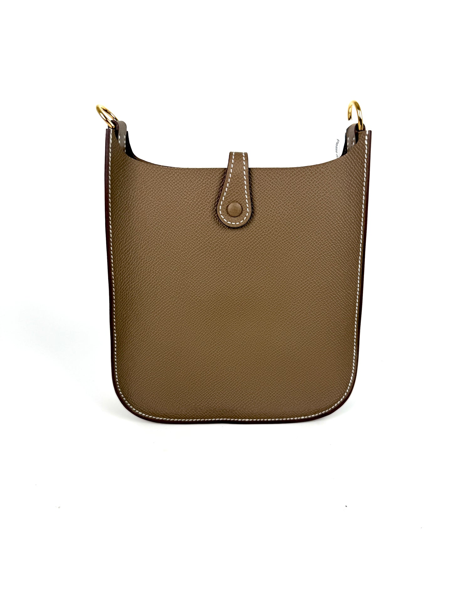 New HERMES Mini Evelyne Sellier TPM 16 Etoupe Leather Crossbody Bag