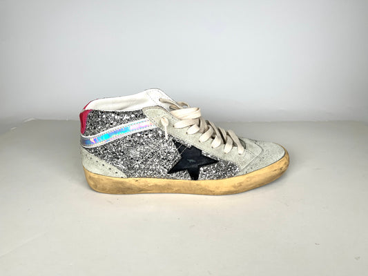 Golden Goose Midstar Gray Classic Glitter Leather Sneakers 40