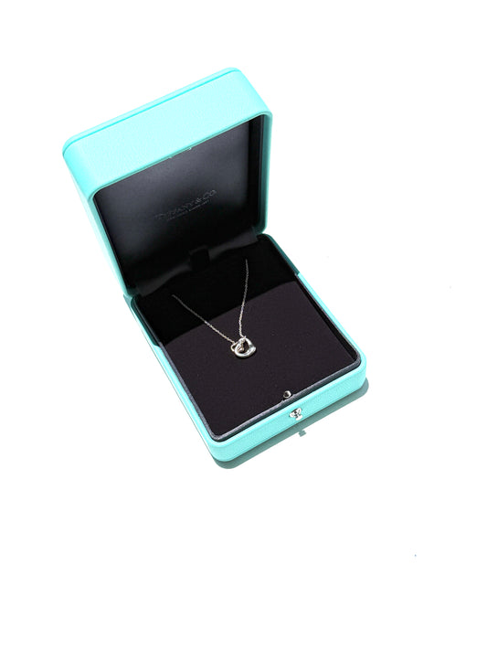 Tiffany & Co Elsa Peretti Open Heart Two Tone Sterling Silver and Gold Pendant Necklace