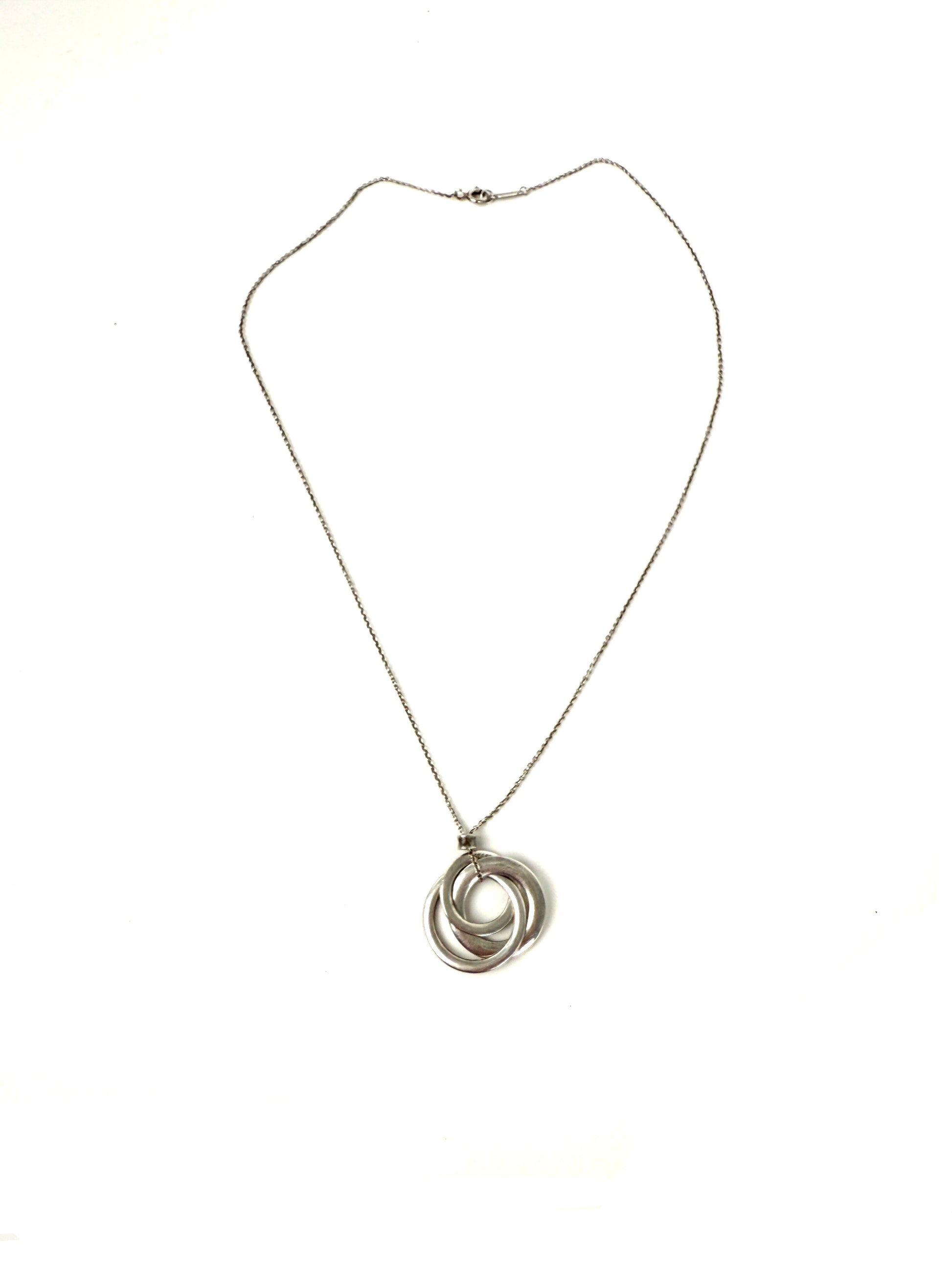 Tiffany & Co Triple Interlocking 1837 Circles Sterling Silver Pendant Necklace 
