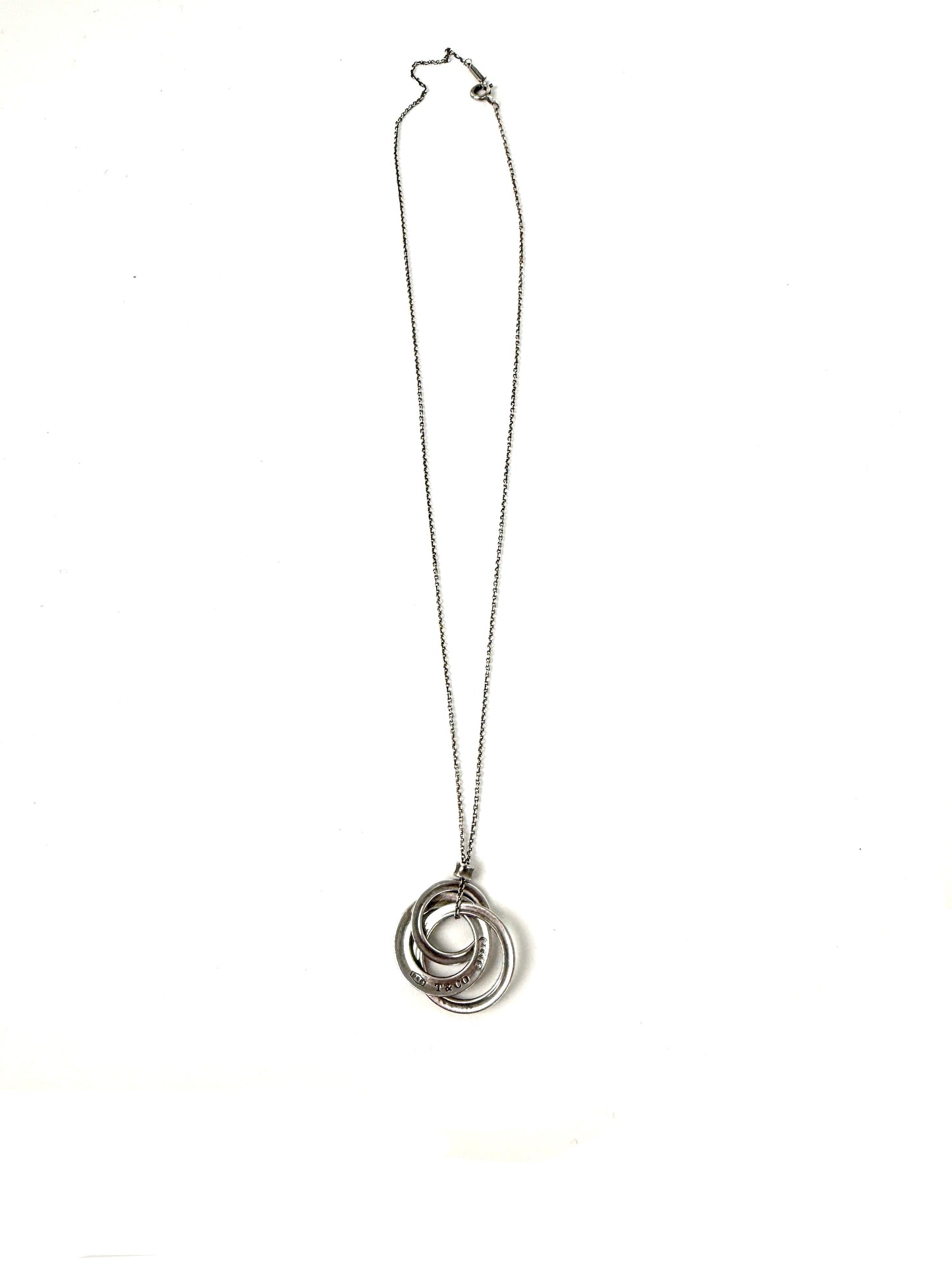 Tiffany & Co Triple Interlocking 1837 Circles Sterling Silver Pendant Necklace