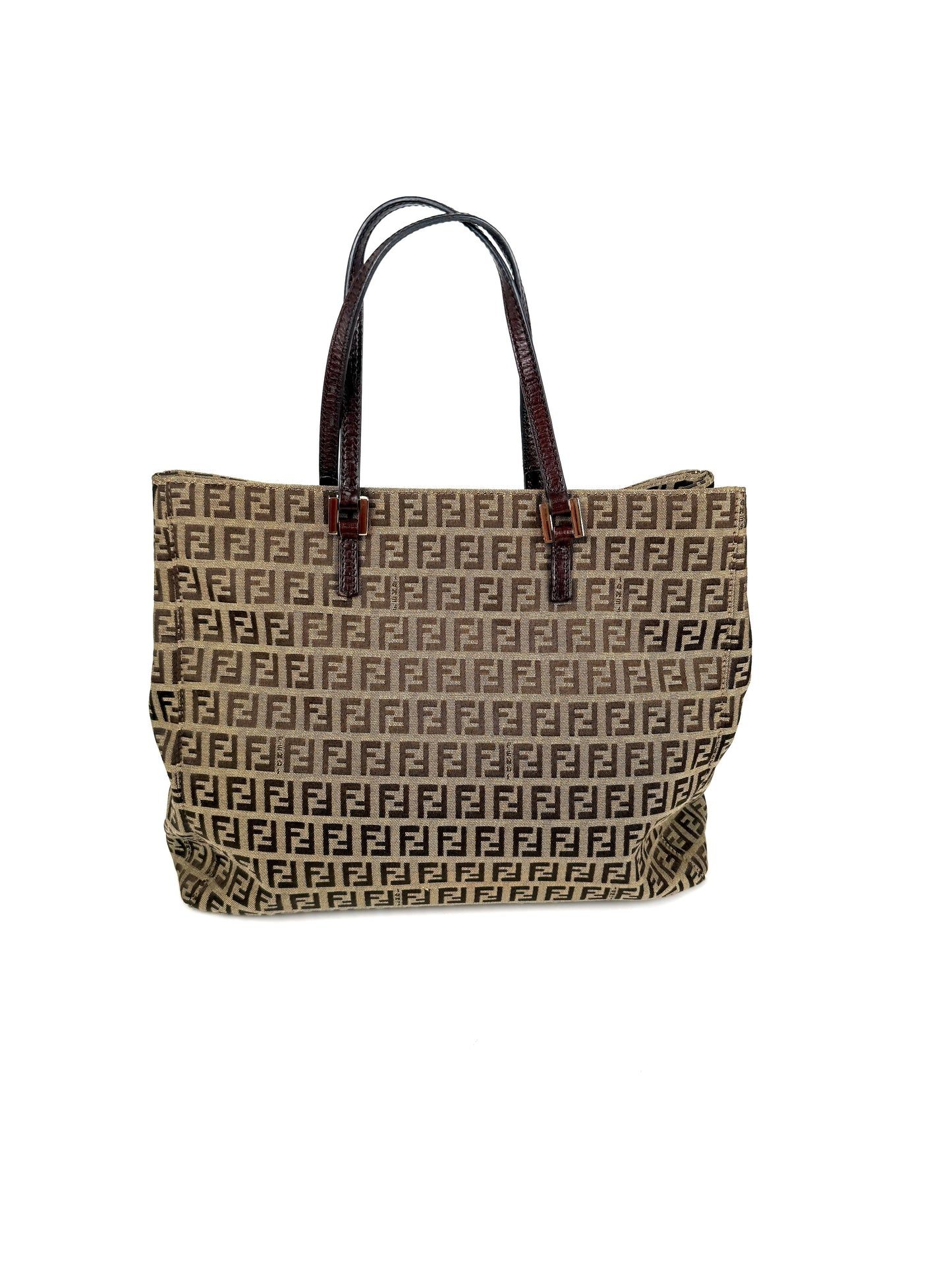 FENDI Vintage Zucchino FF Print Monogram Brown Beige Canvas Tote Bag