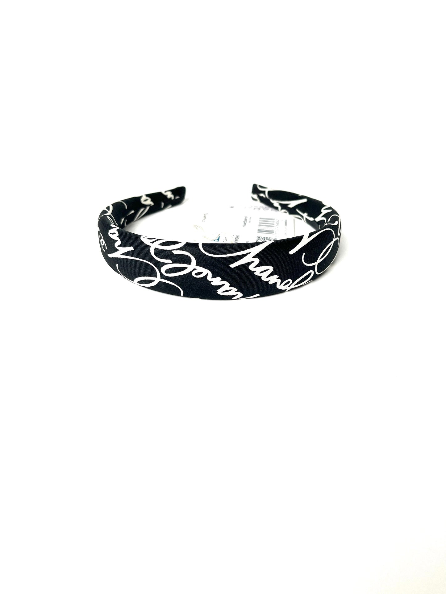 CHANEL 24P Black White Ecru Silk Twill Print Headband