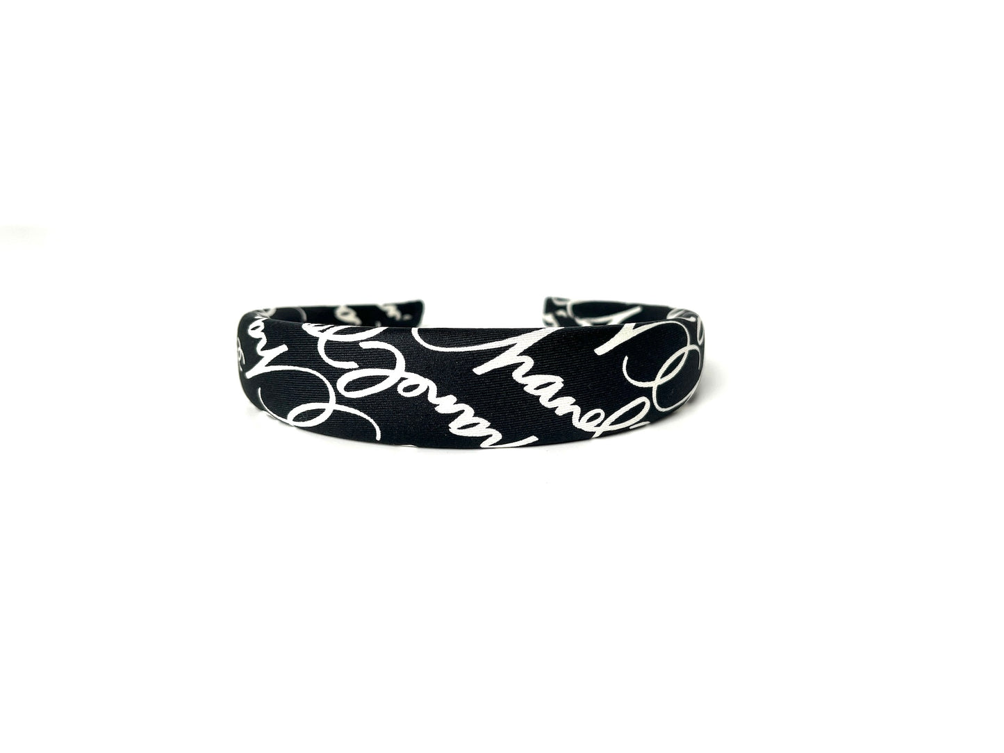 CHANEL 24P Black White Ecru Silk Twill Print Headband