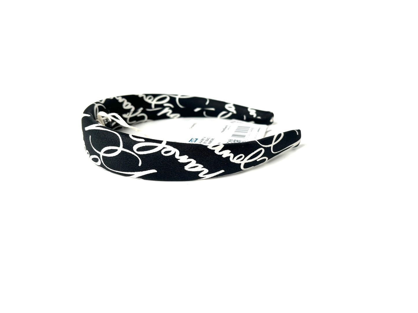 CHANEL 24P Black White Ecru Silk Twill Print Headband