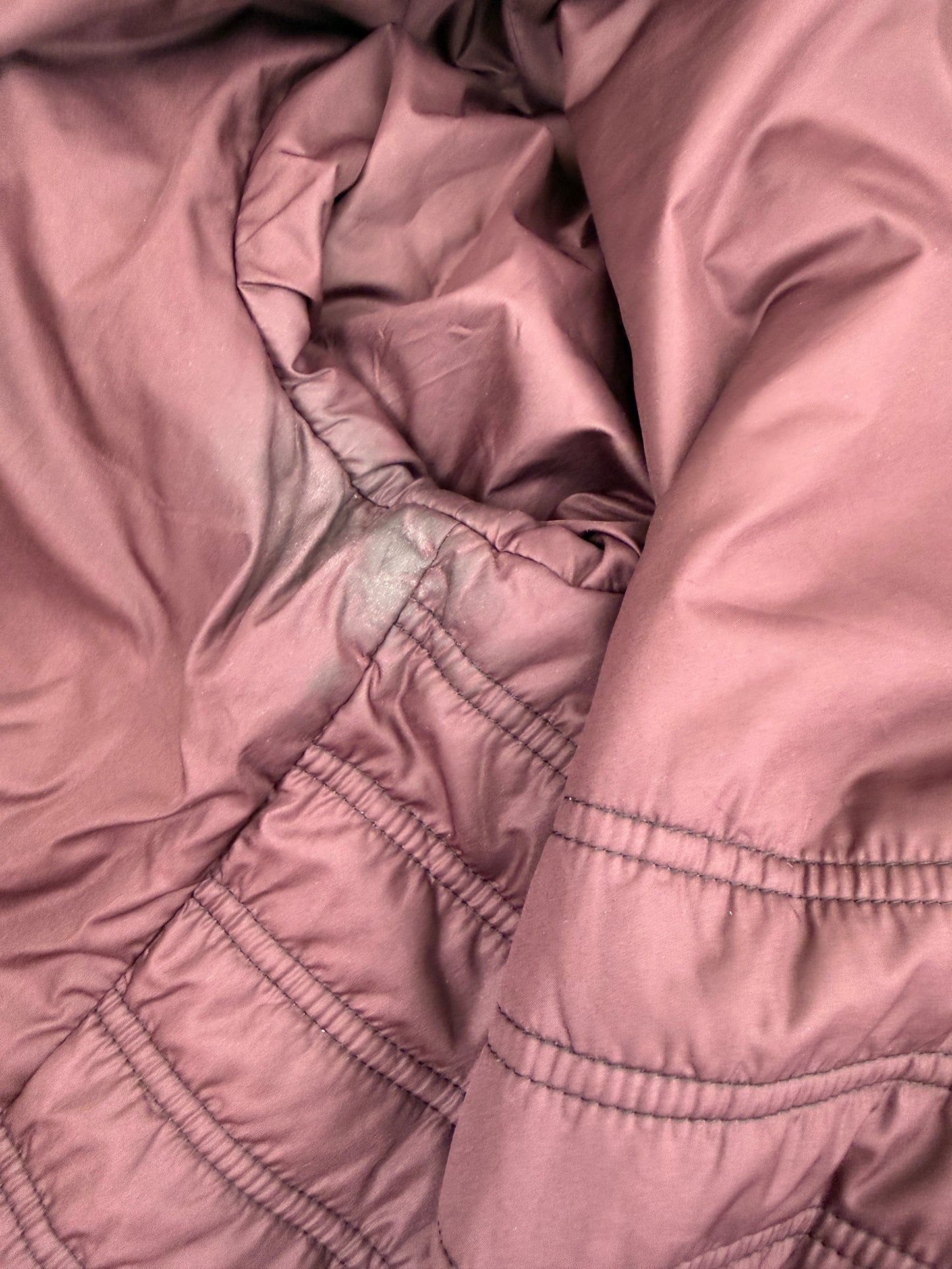 CHANEL Tweed Print Navy Beige Burgundy Nylon Zip Hooded Jacket 38