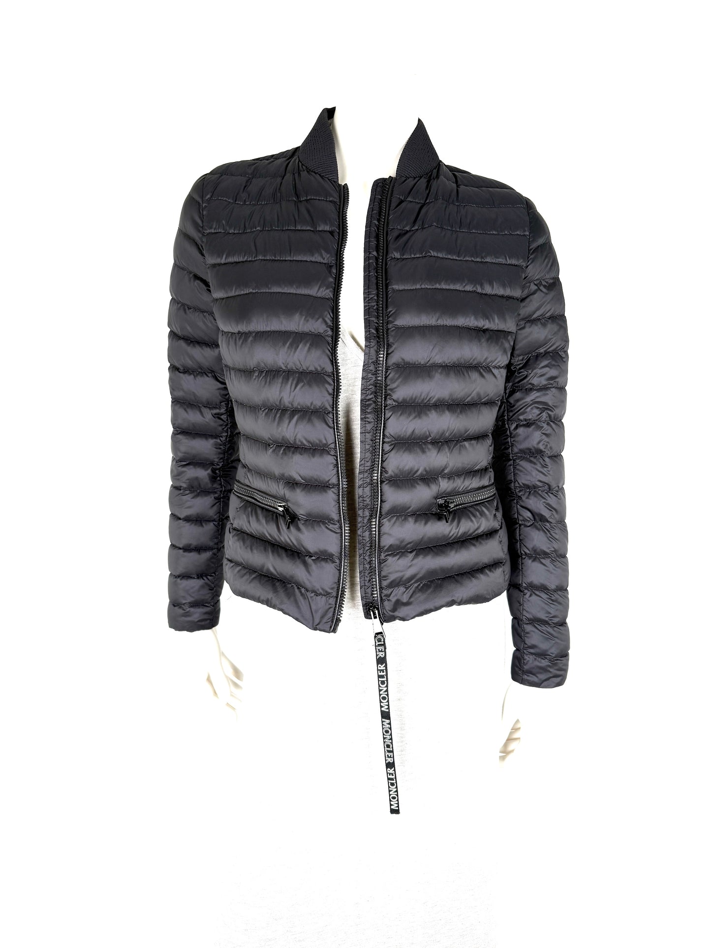 MONCLER Black Blenca Longue Saison Nylon Zip Goose Down Jacket 1 Small