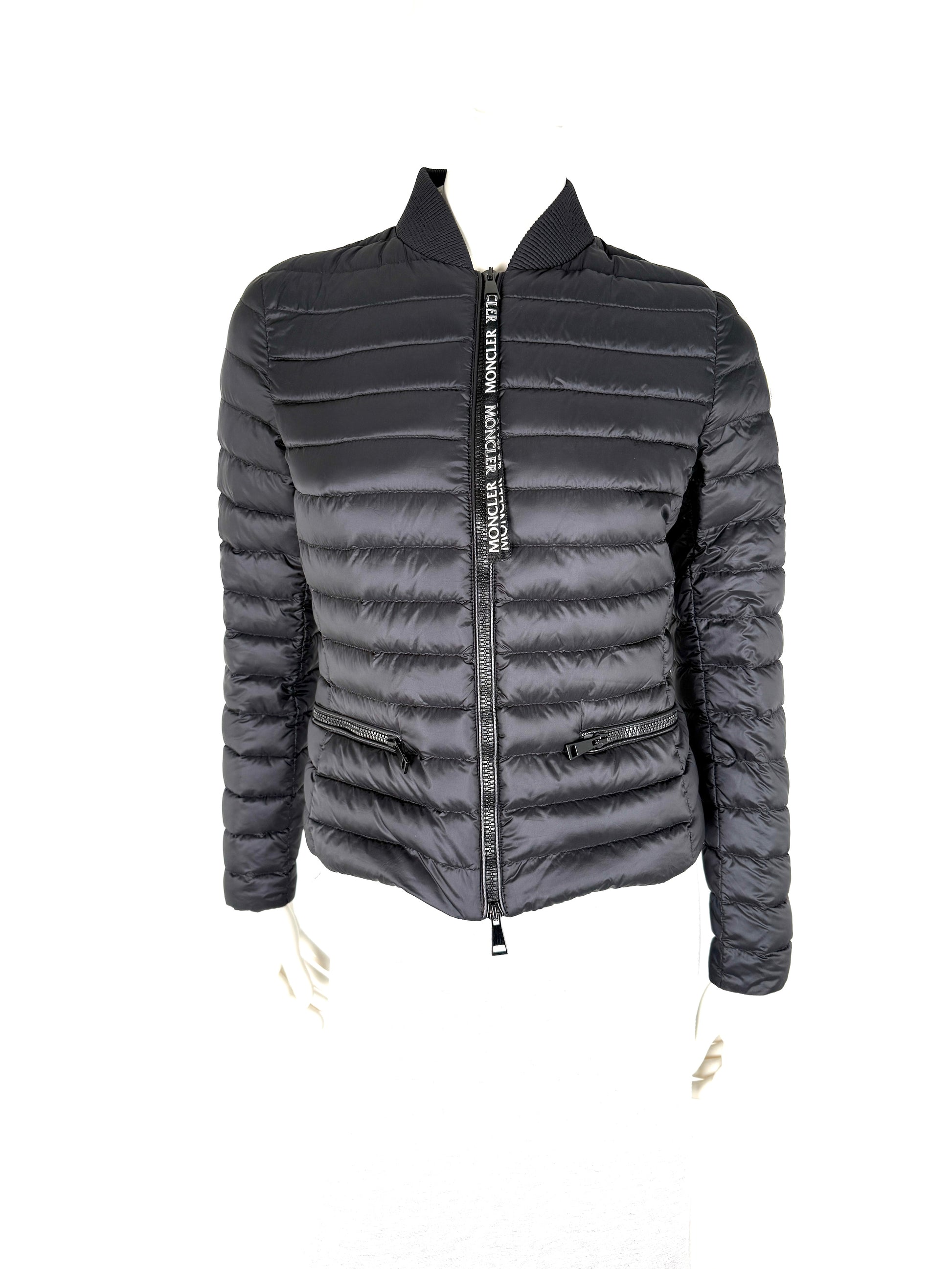 MONCLER Black Blenca Longue Saison Nylon Zip Goose Down Jacket 1 Small