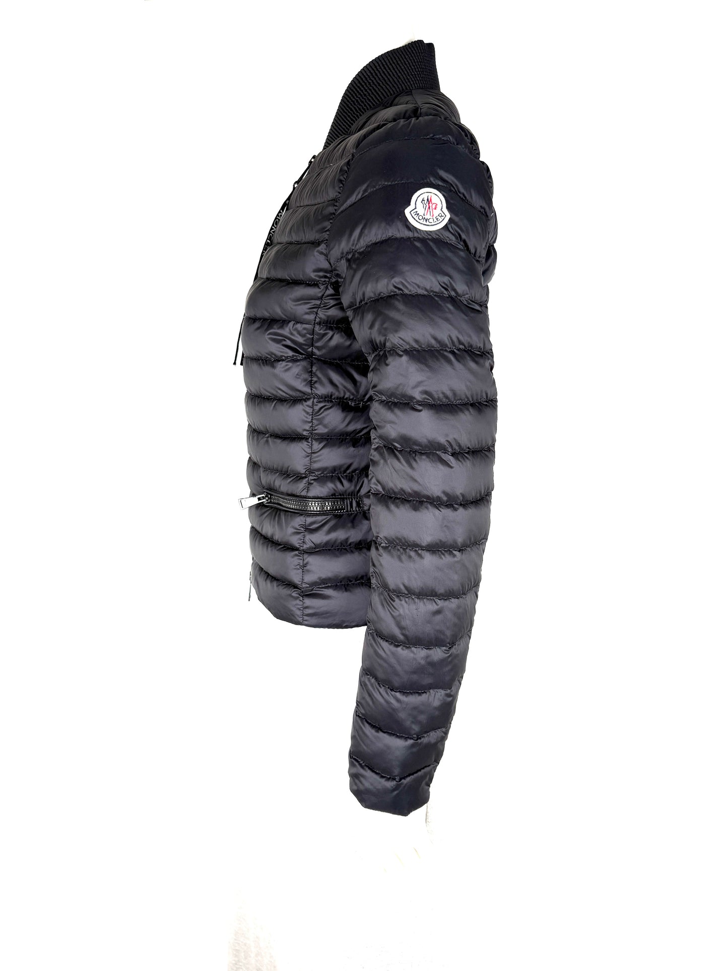 MONCLER Black Blenca Longue Saison Nylon Zip Goose Down Jacket 1 Small