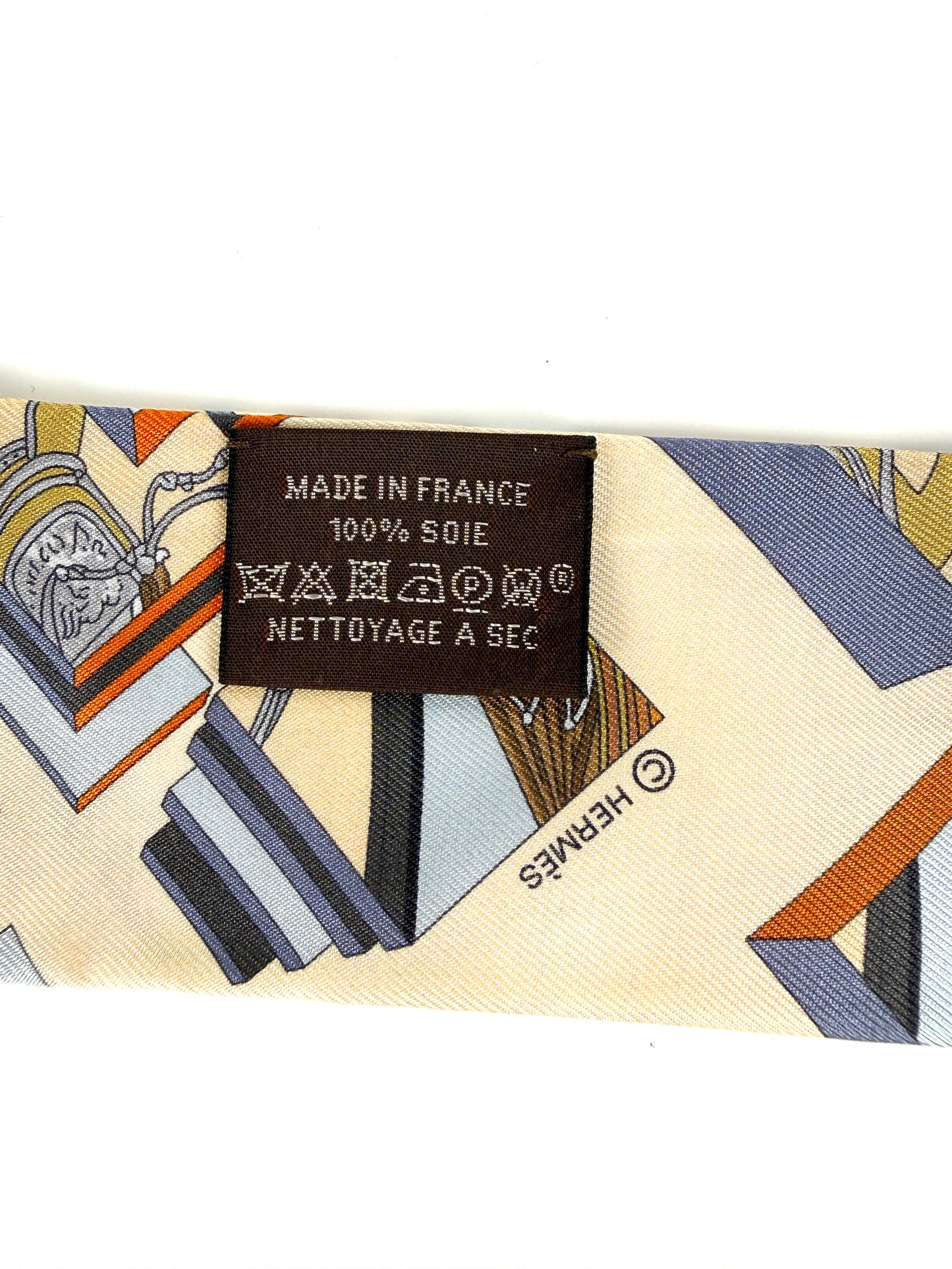 Hermes Springs Springs Blue Orange Print Silk Twilly Scarf