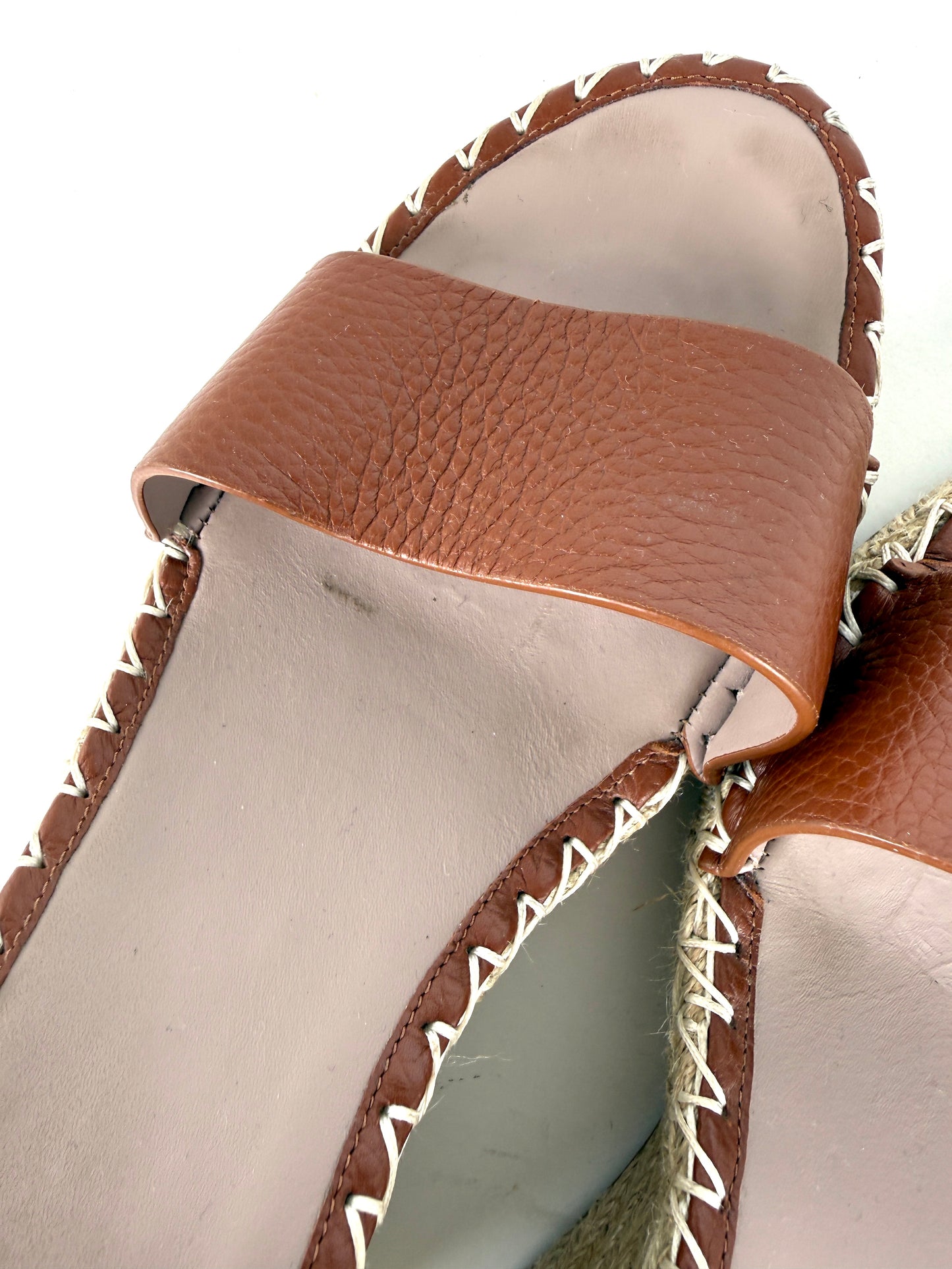 VALENTINO Garavani Double Rockstud Brown Espadrille Wedge Heel Sandals 41, 10.5