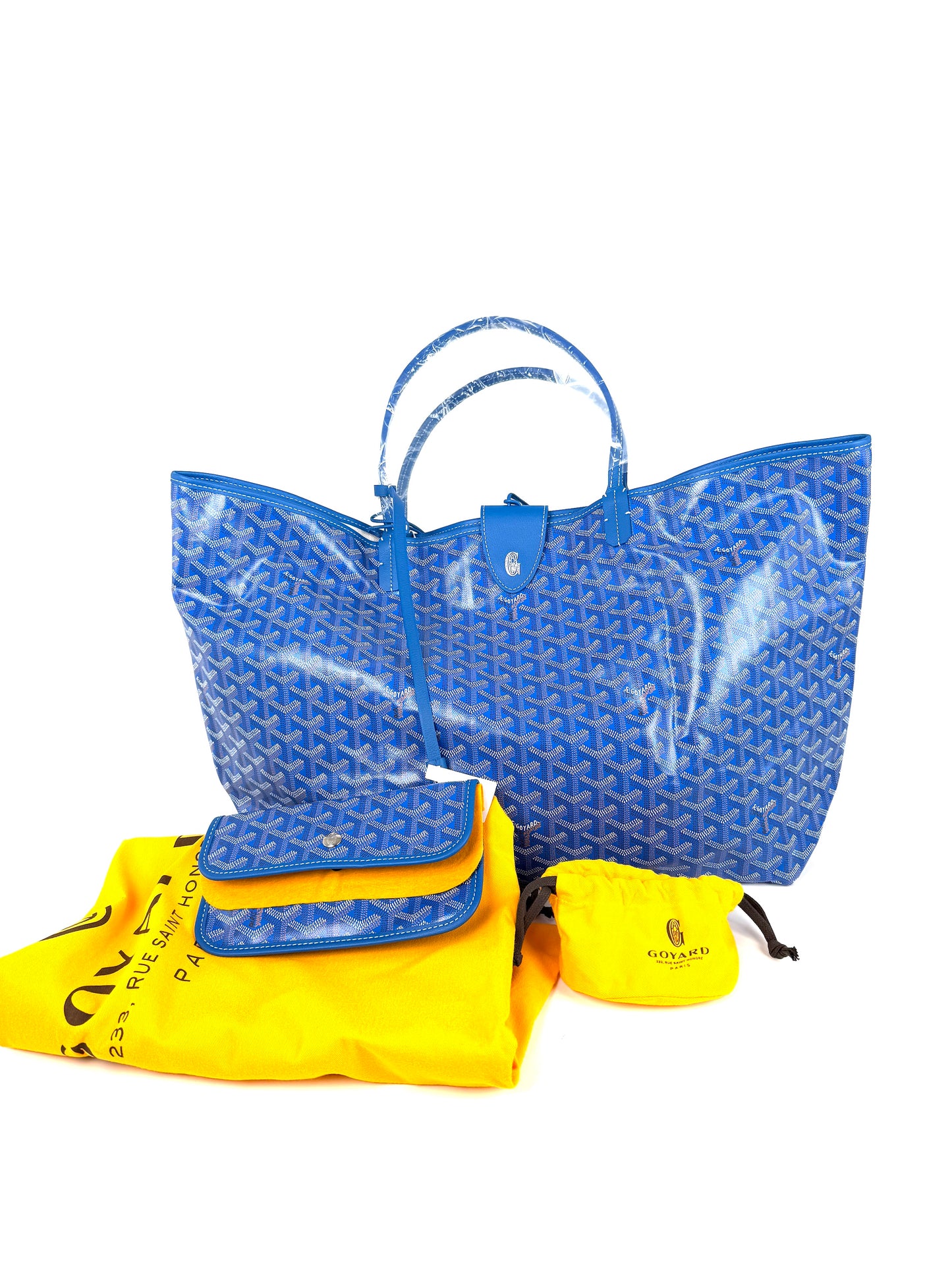 GOYARD Goyardine Saint Louis GM Blue 2026 Tote Bag with Pouch New