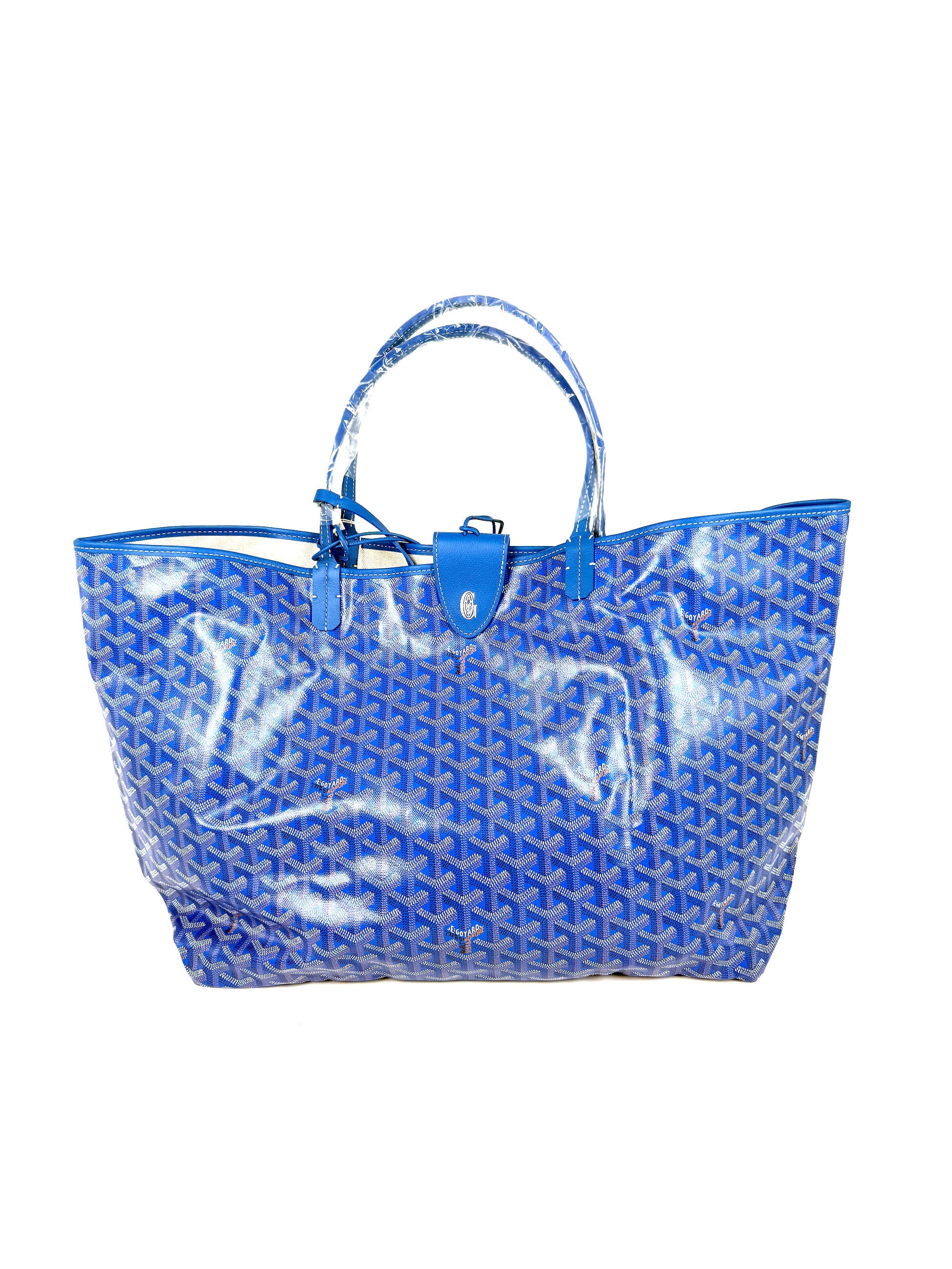 GOYARD Goyardine Saint Louis GM Blue 2026 Tote Bag with Pouch New