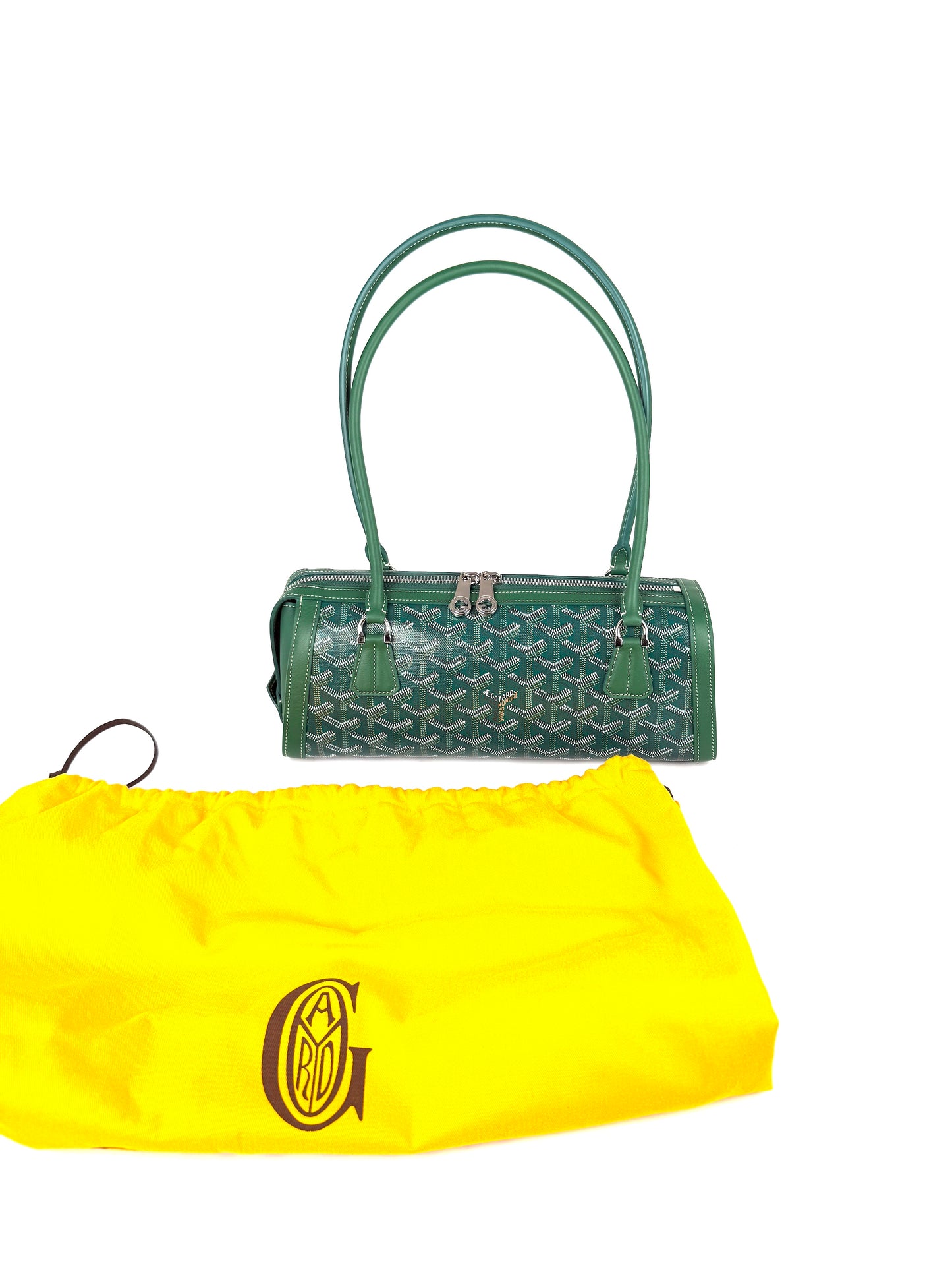 Goyard Bonbonniere Green Goyardine Calfskin Leather Shoulder Bag New
