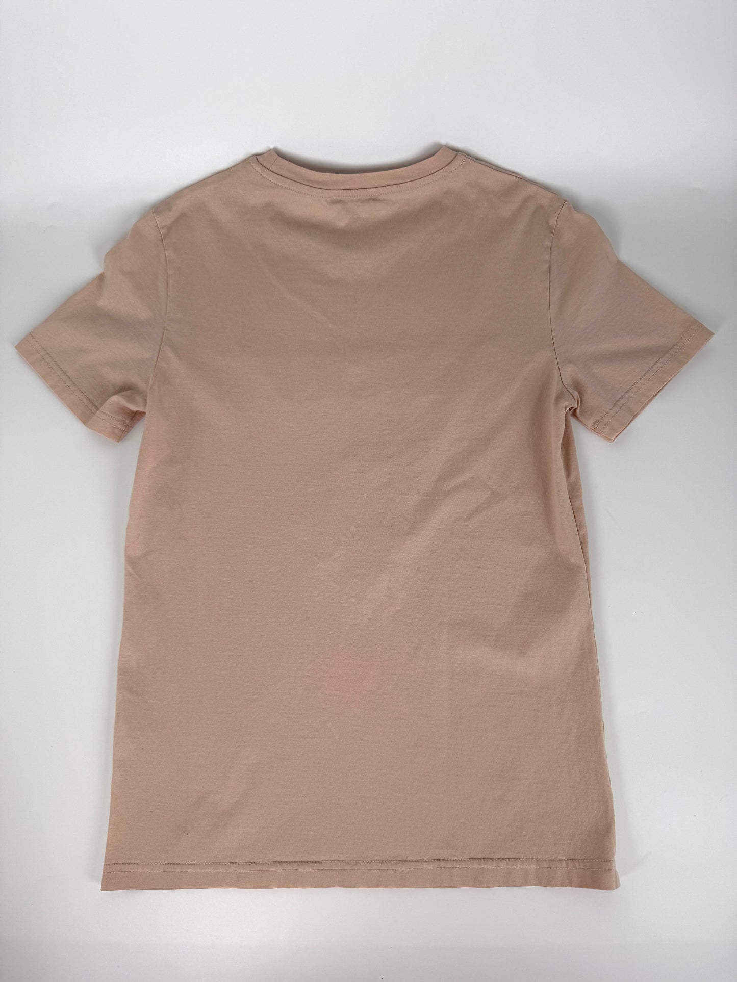 BALMAIN Men’s Paris Print Crew Neck Short Sleeve Light Beige Cotton Top T Shirt XS