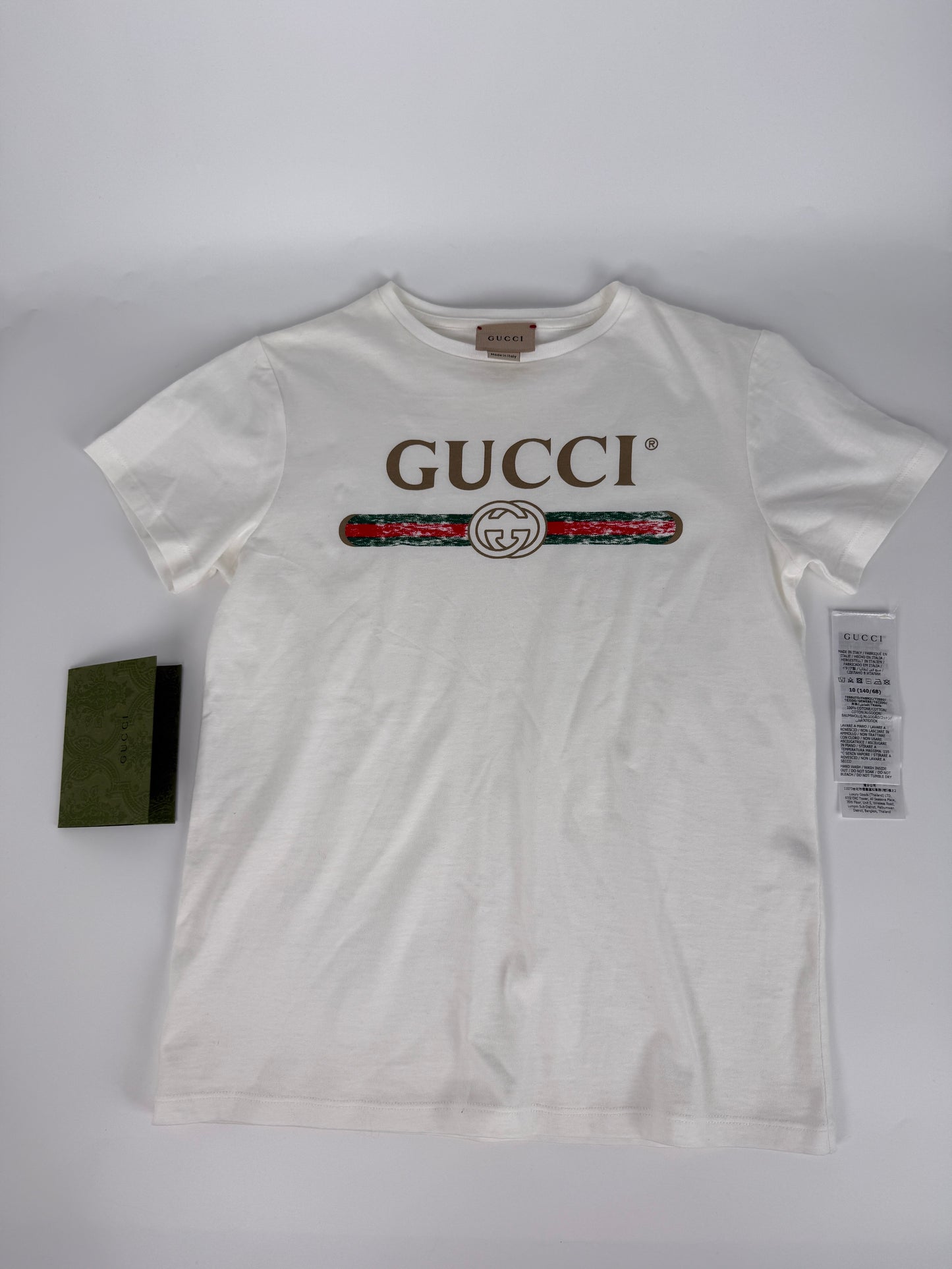 GUCCI Kids’ White Logo Cotton Top T Shirt 10