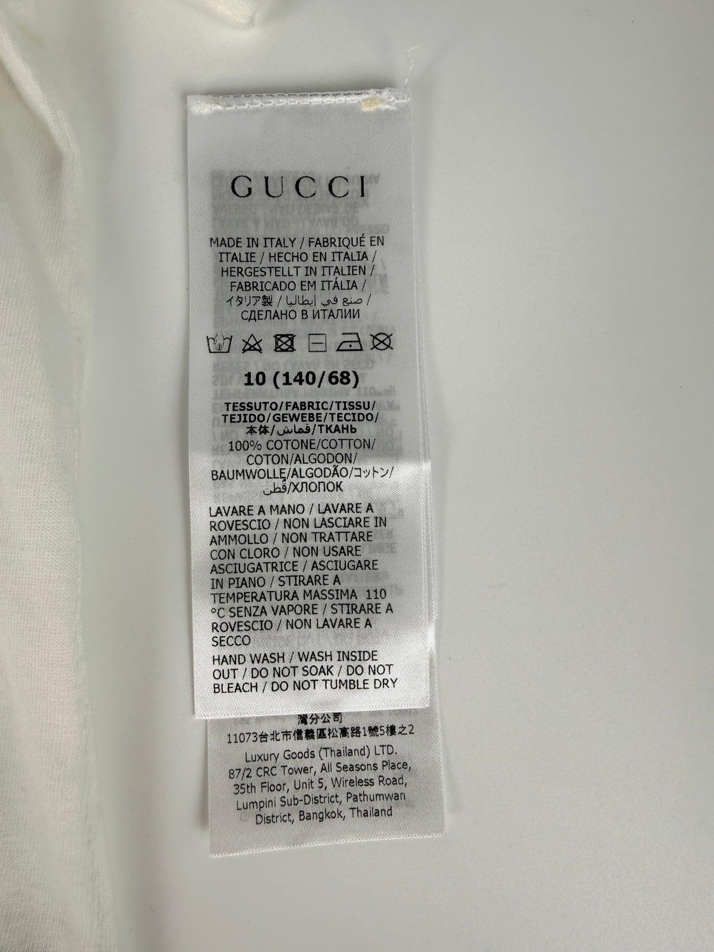 GUCCI Kids’ White Logo Cotton Top T Shirt 10