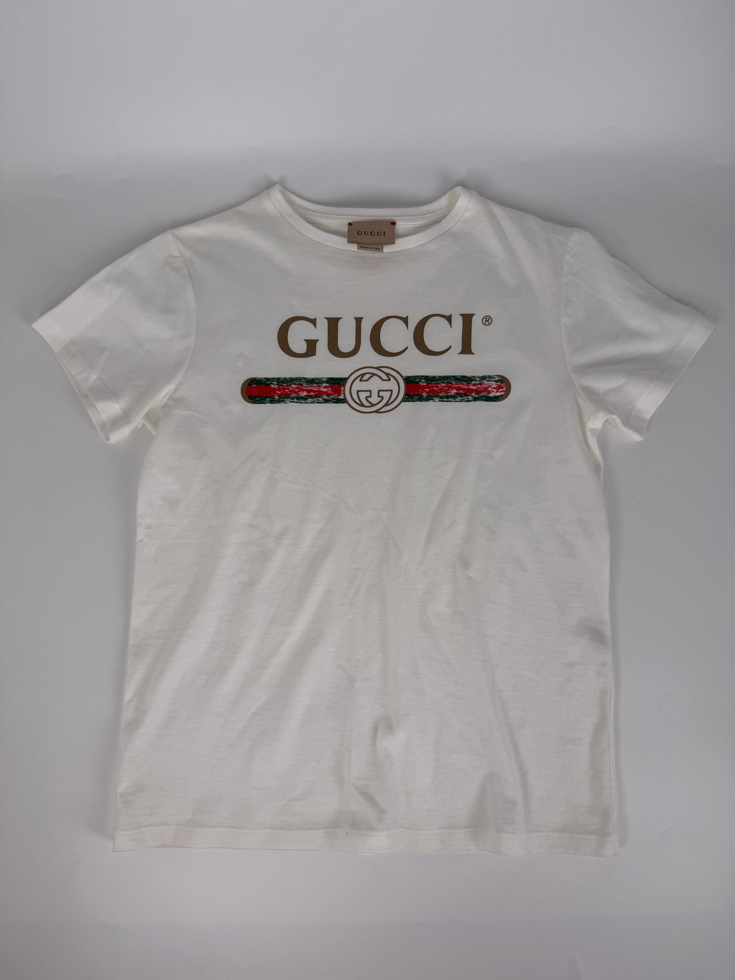 GUCCI Kids’ White Logo Cotton Top T Shirt 10