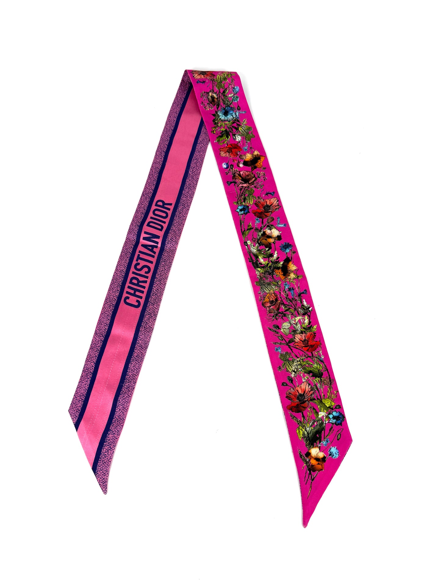 Christian Dior Dioriviera Tiole de Jouy Mitzah Pink Silk Floral Bandeau Scarf 