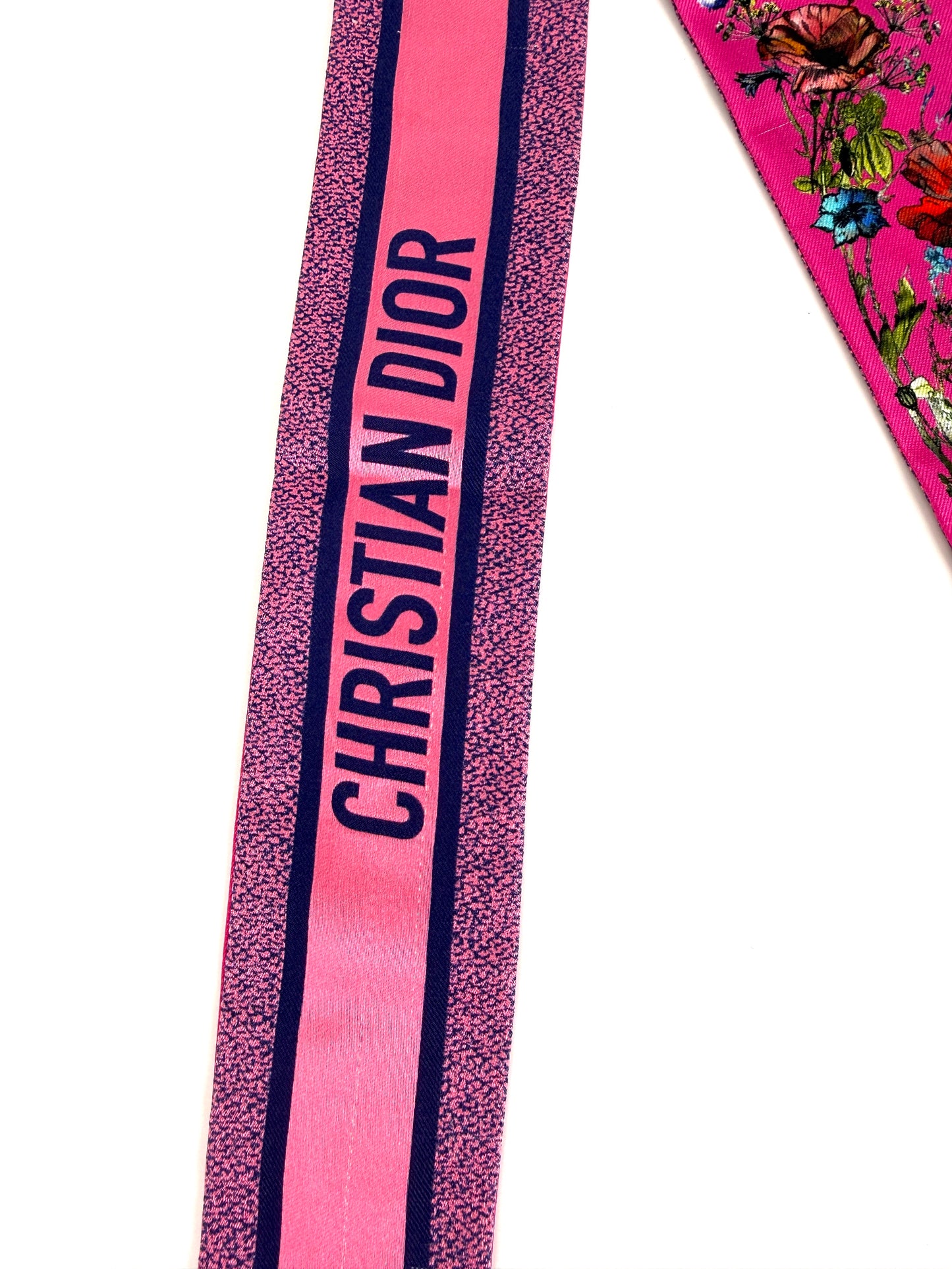 Christian Dior Dioriviera Tiole de Jouy Mitzah Pink Silk Floral Bandeau Scarf
