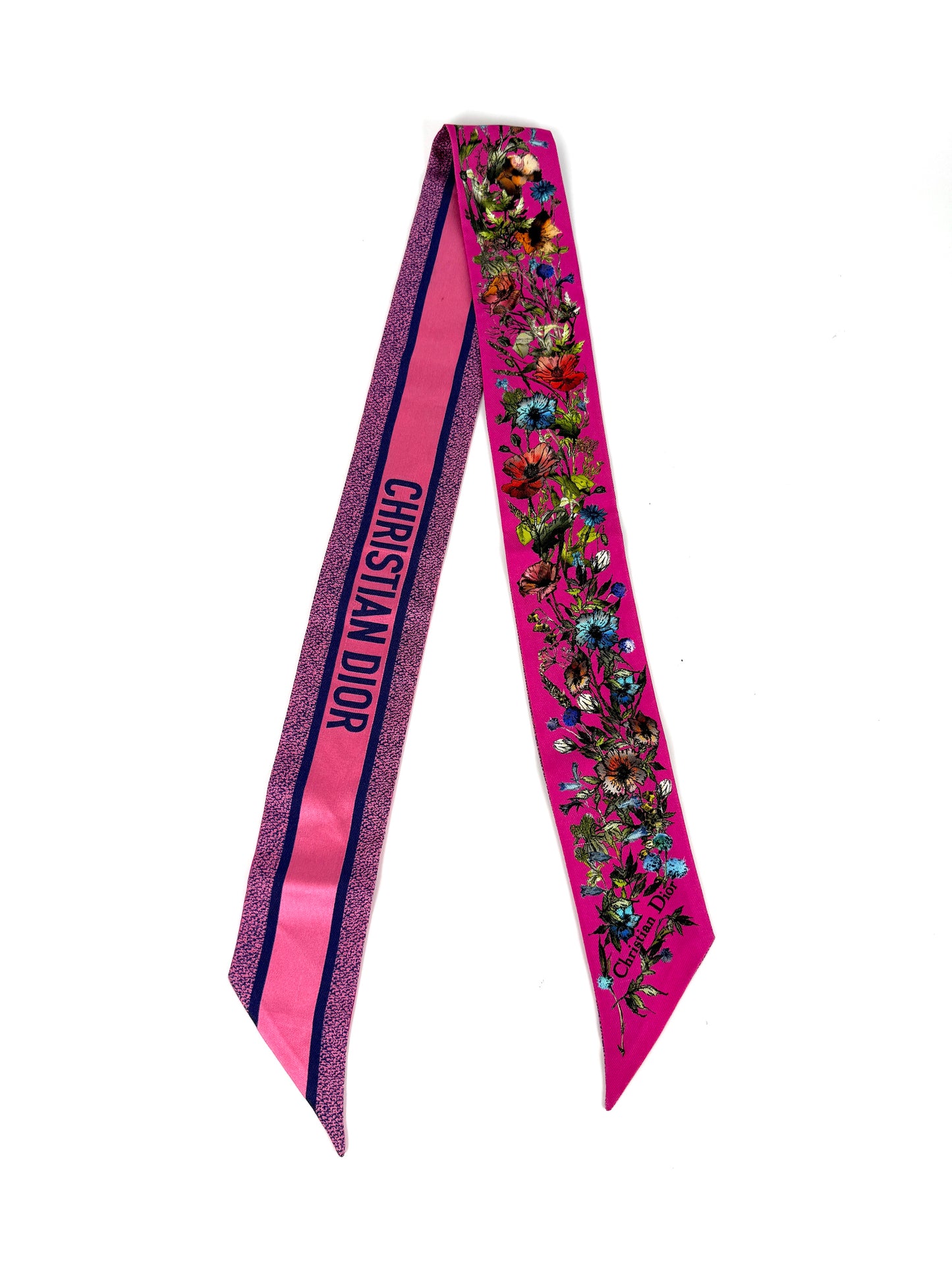 Christian Dior Dioriviera Tiole de Jouy Mitzah Pink Silk Floral Bandeau Scarf
