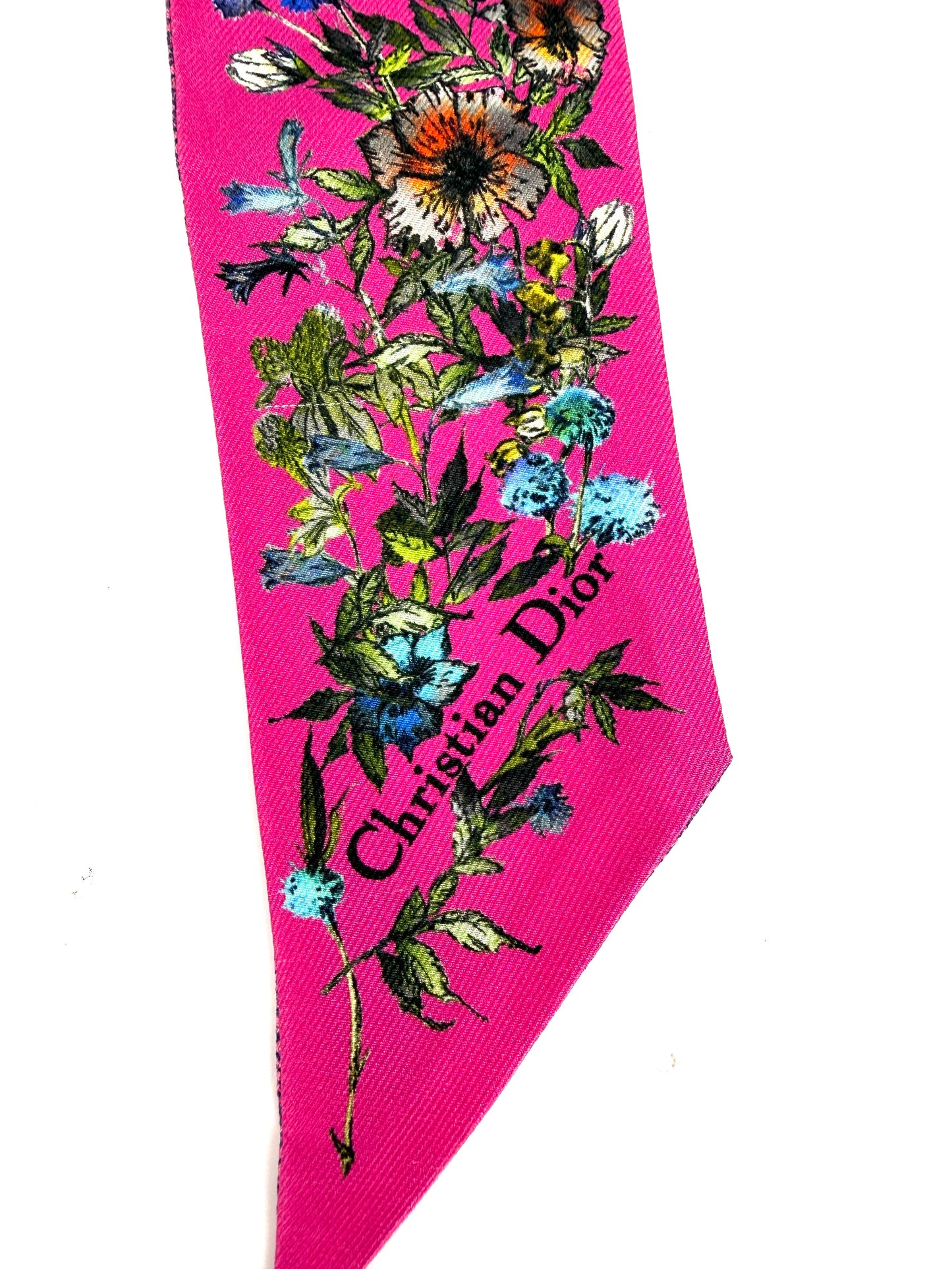 Christian Dior Dioriviera Tiole de Jouy Mitzah Pink Silk Floral Bandeau Scarf