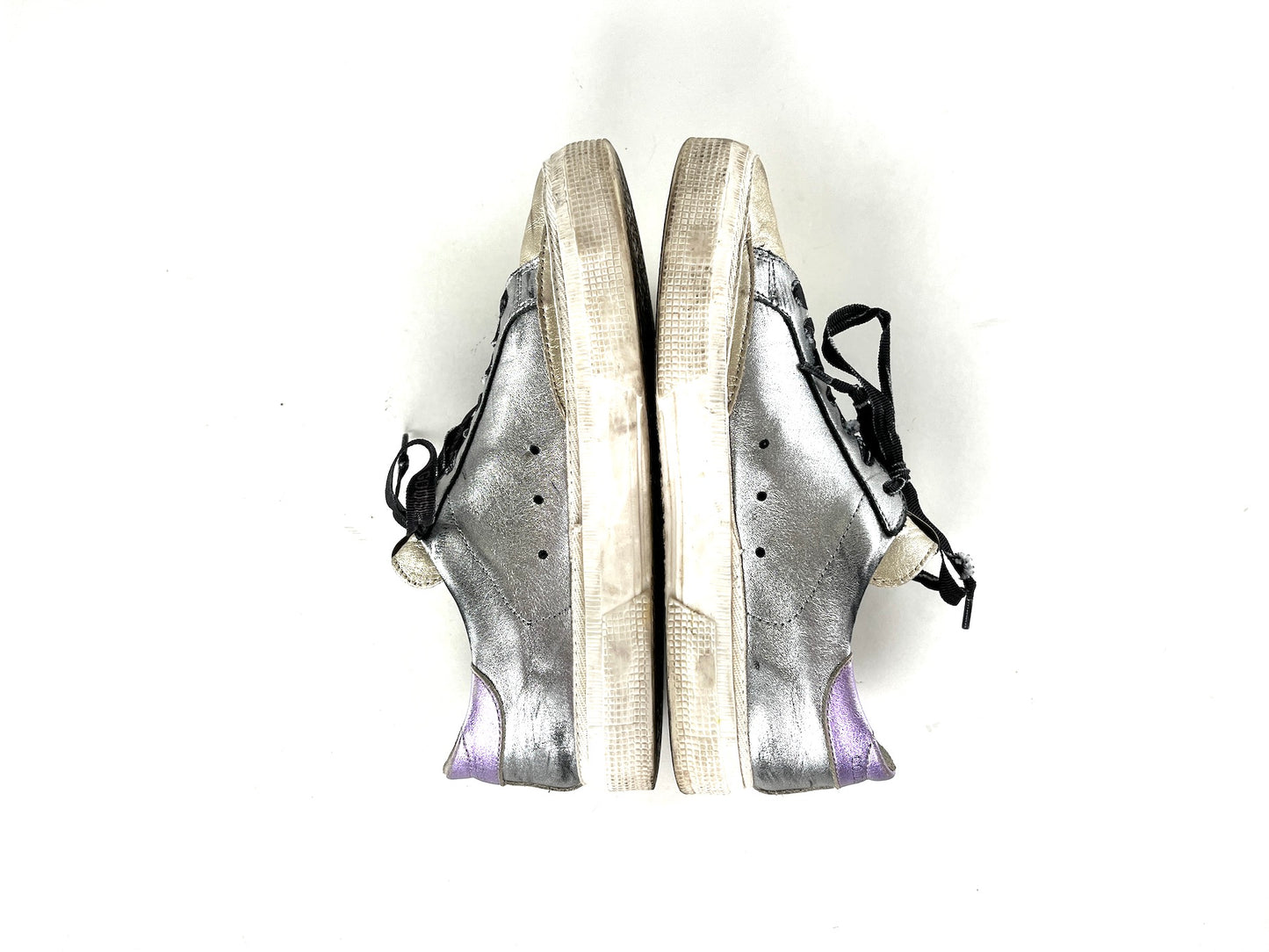 Golden Goose May Silver Gold Metallic Black Sneakers 37