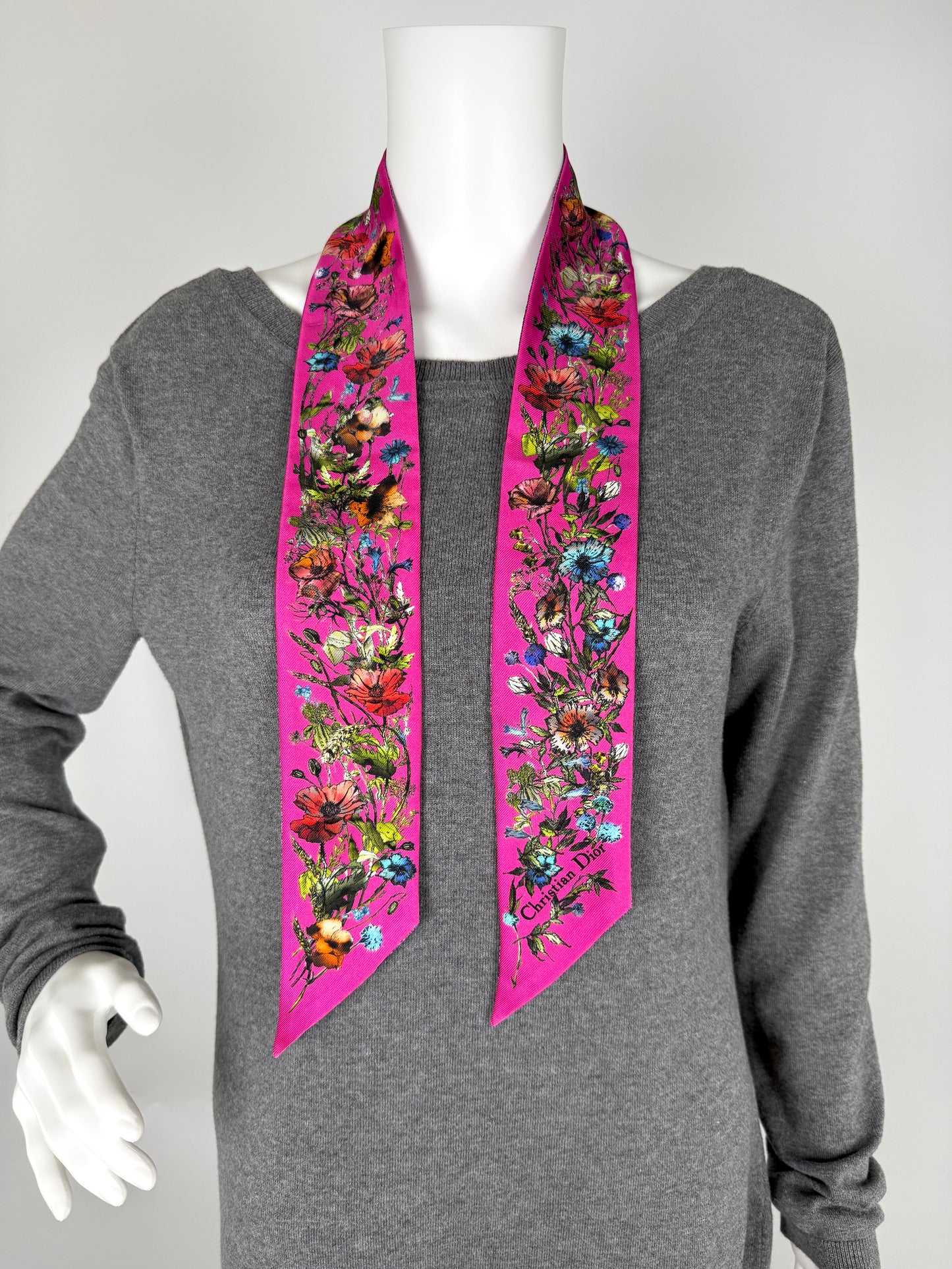 Christian Dior Dioriviera Tiole de Jouy Mitzah Pink Silk Floral Bandeau Scarf