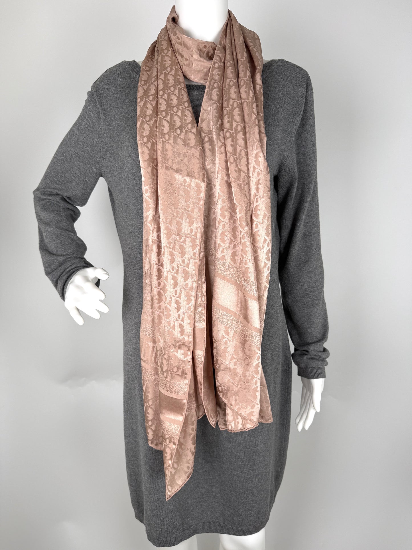 Christian Dior Mizza Oblique Beige Jacquard  Stole Wrap Scarf 