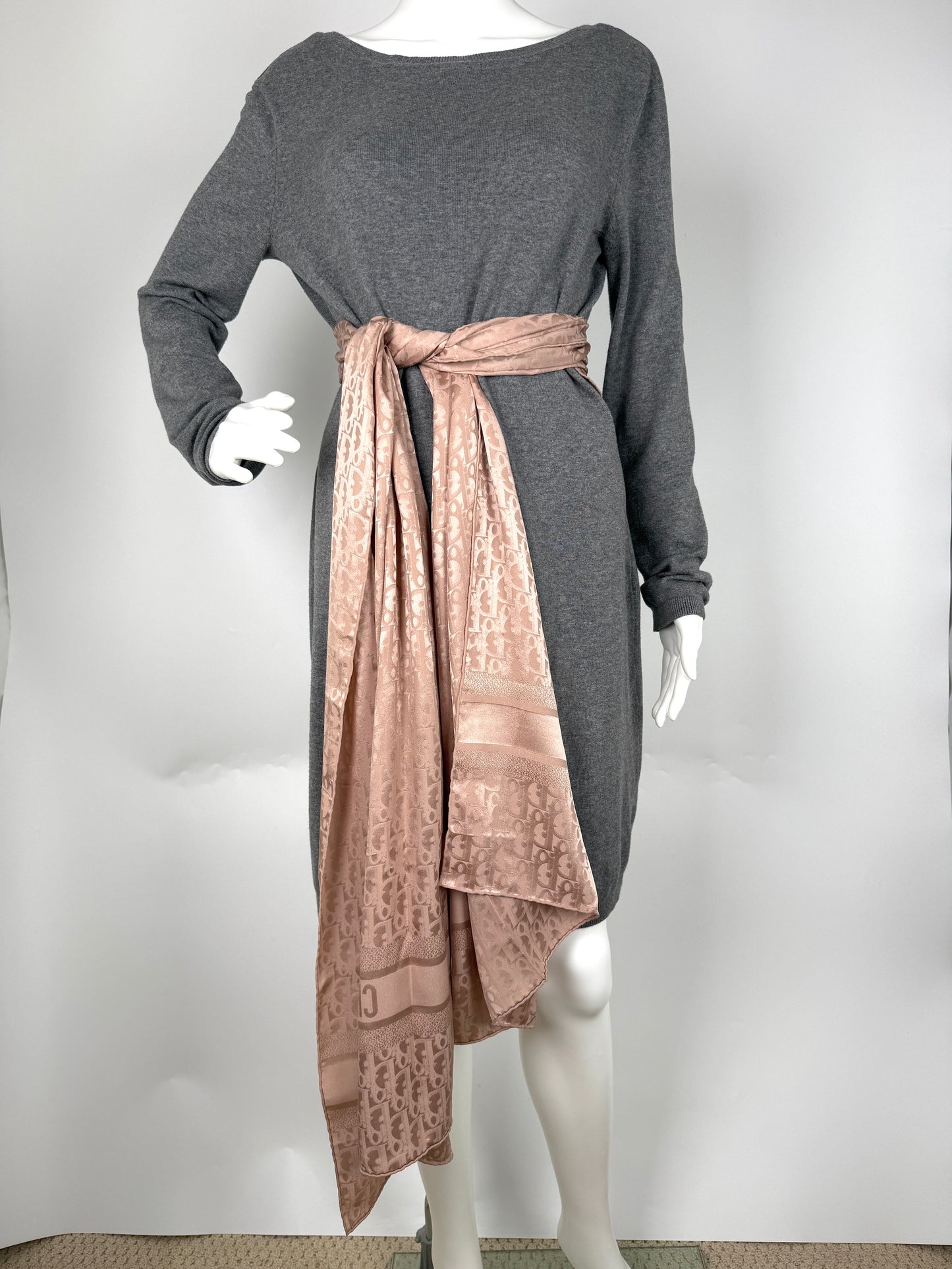 Christian Dior Mizza Oblique Beige Jacquard  Stole Wrap Scarf 