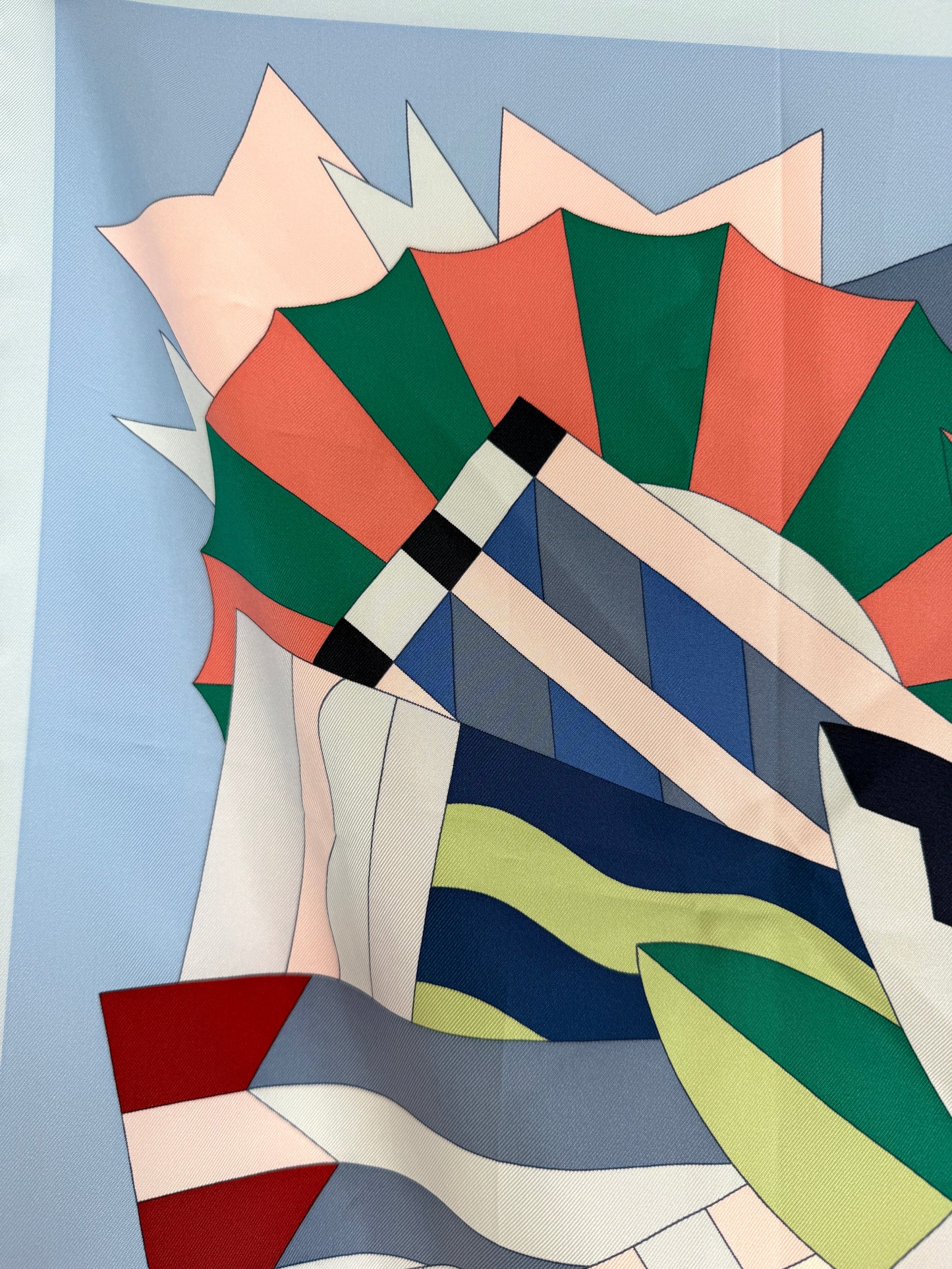 HERMES Cheval de Fete Horse Blue Green Rouge H Silk Square Scarf 90