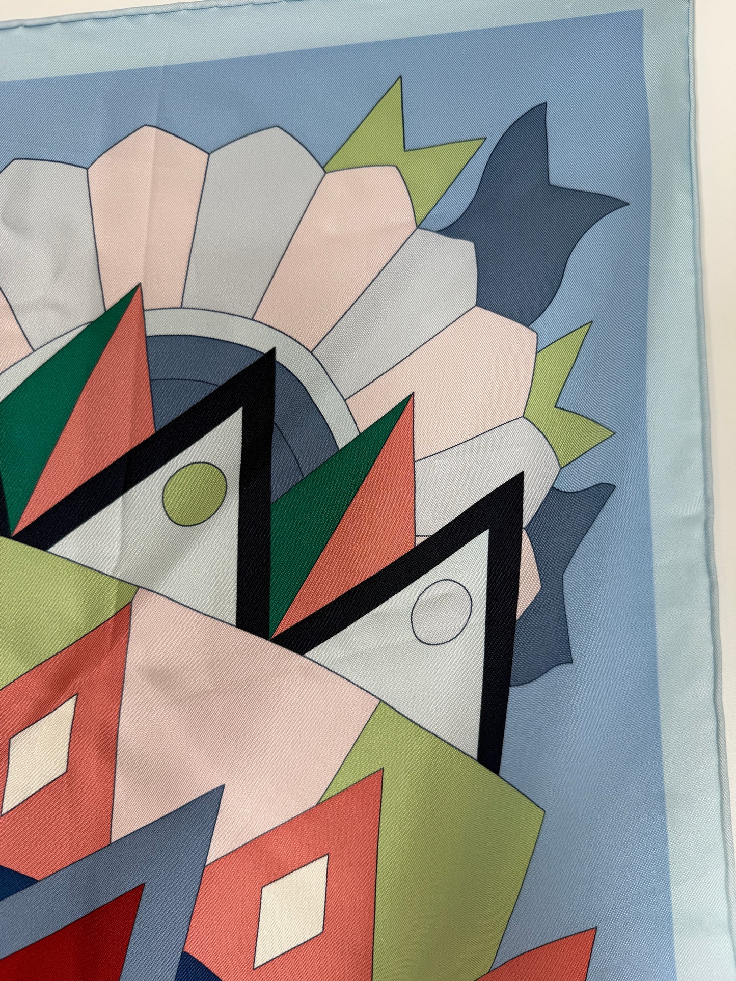 HERMES Cheval de Fete Horse Blue Green Rouge H Silk Square Scarf 90