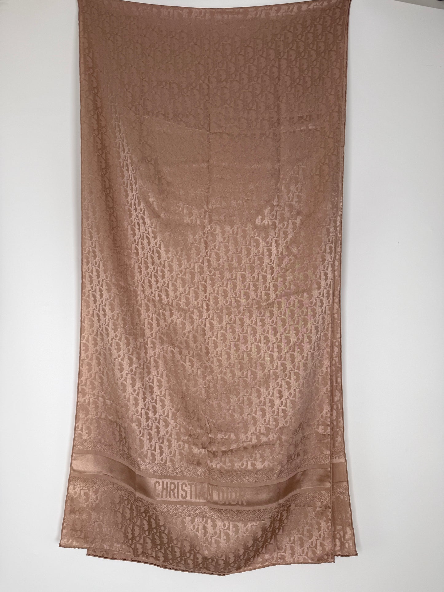 Christian Dior Mizza Oblique Beige Jacquard  Stole Wrap Scarf