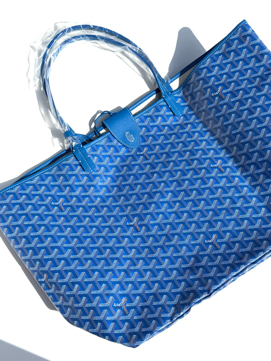 GOYARD Goyardine Saint Louis GM Blue 2026 Tote Bag with Pouch New