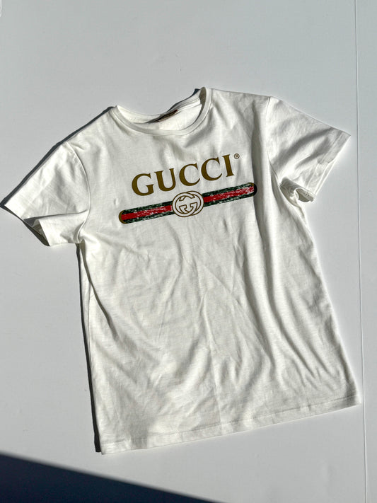 GUCCI Kids’ White Logo Cotton Top T Shirt 10