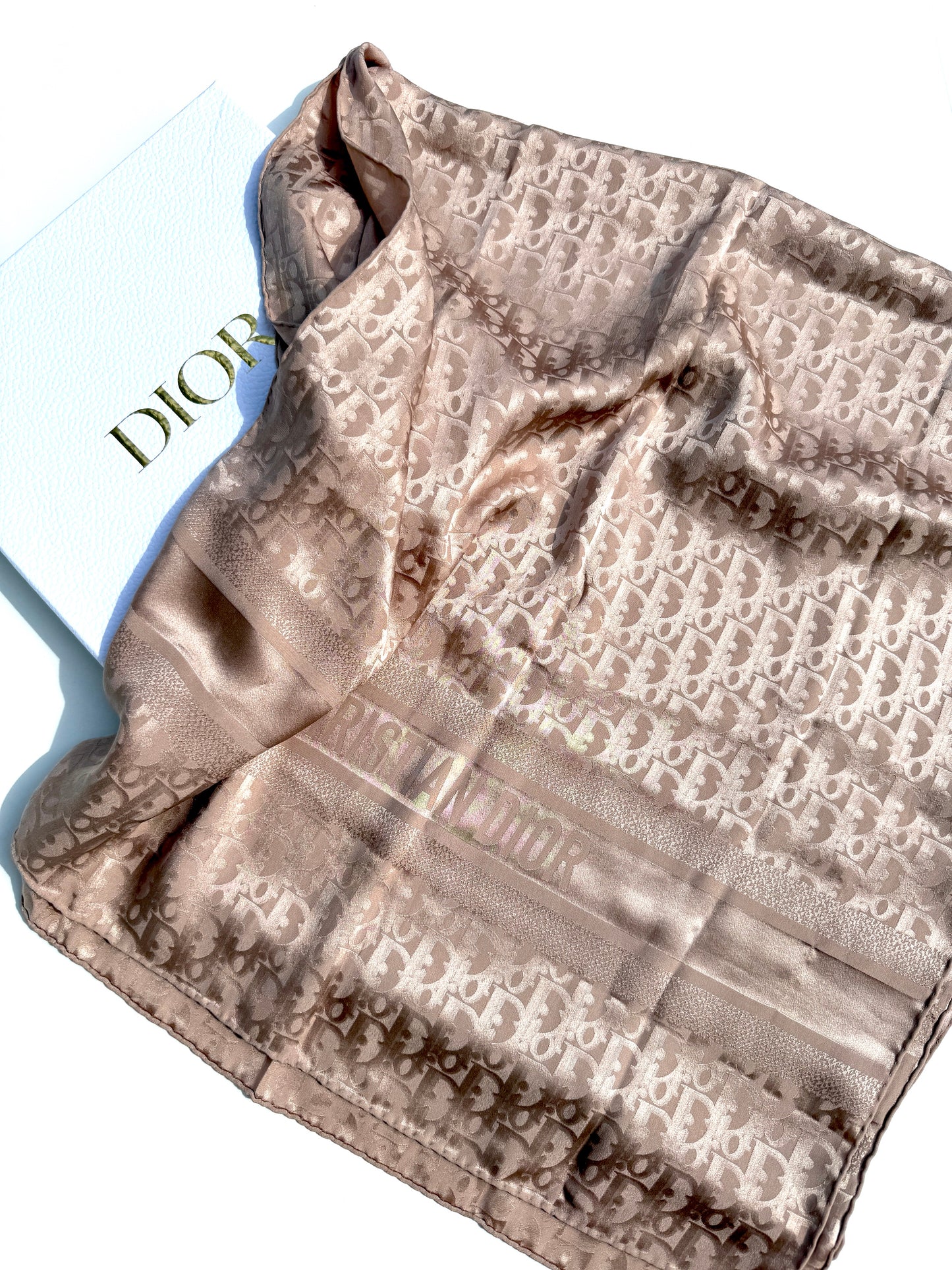 Christian Dior Mizza Oblique Beige Jacquard  Stole Wrap Scarf 