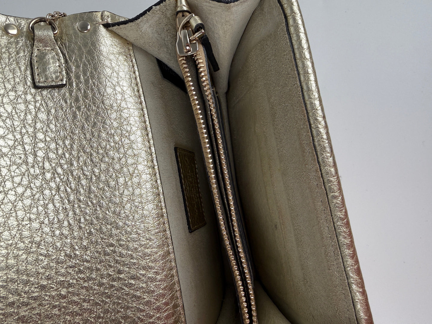 Valentino Garavani Rockstud Gold Leather Chain Crossbody Wallet on the Chain Bag