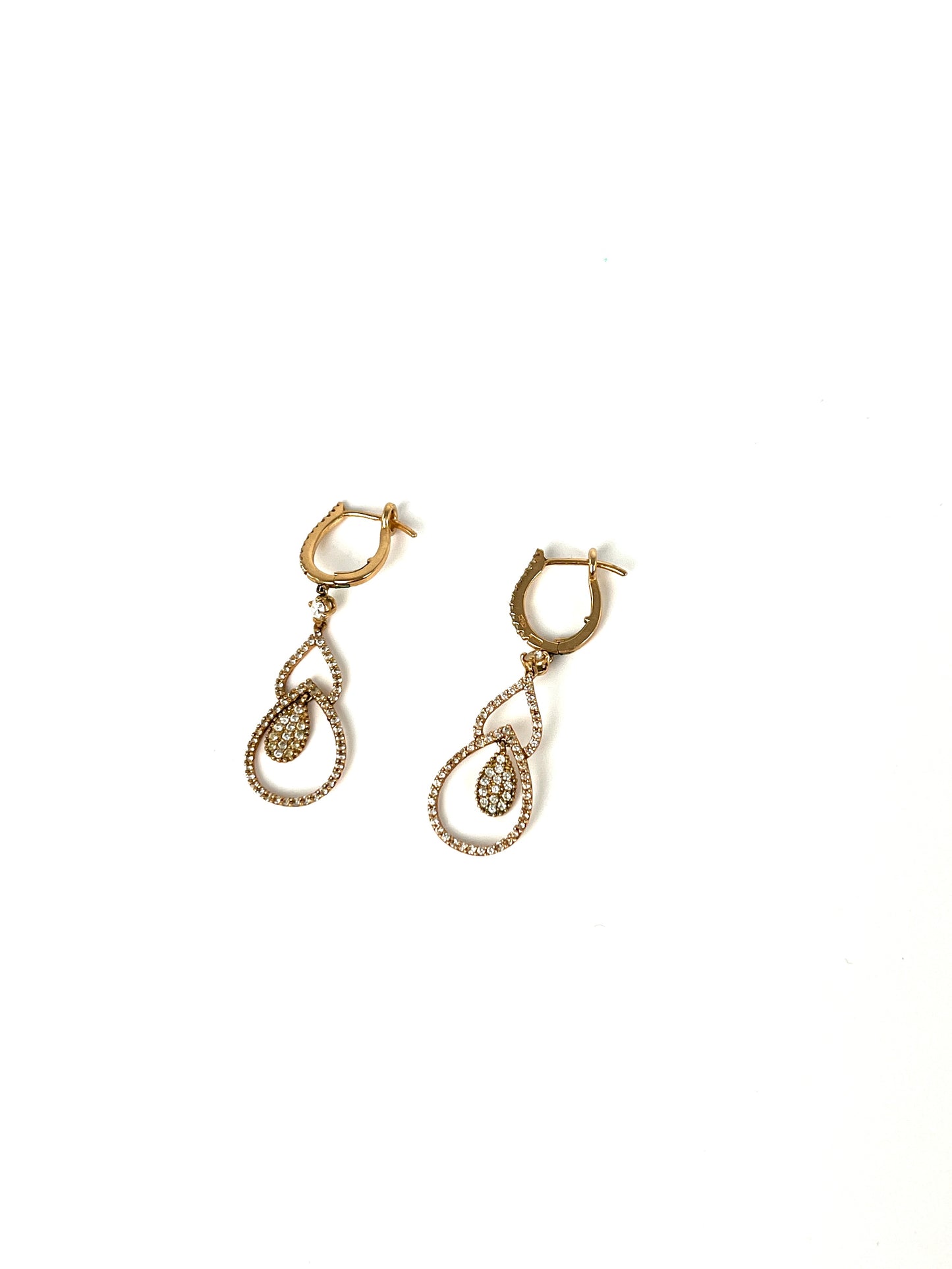 18k Rose Gold .95ct Diamond Drop Earrings