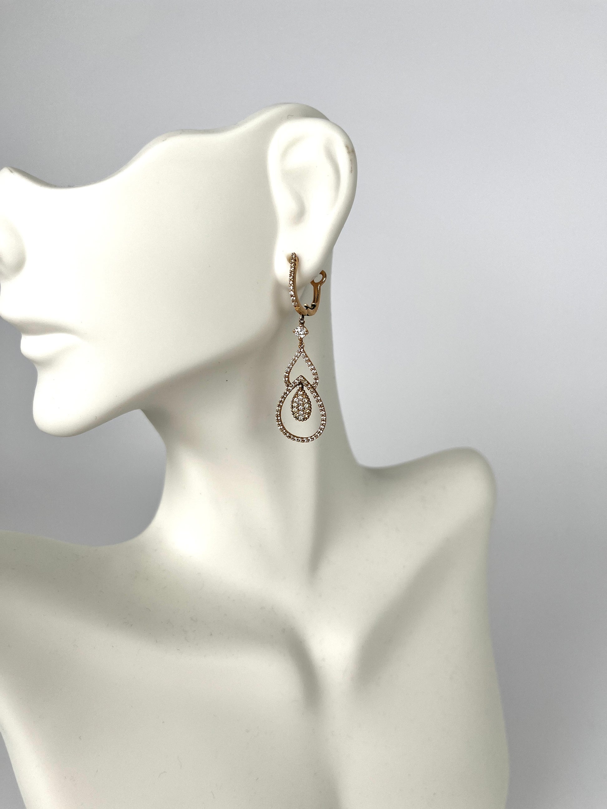 18k Rose Gold .95ct Diamond Drop Earrings