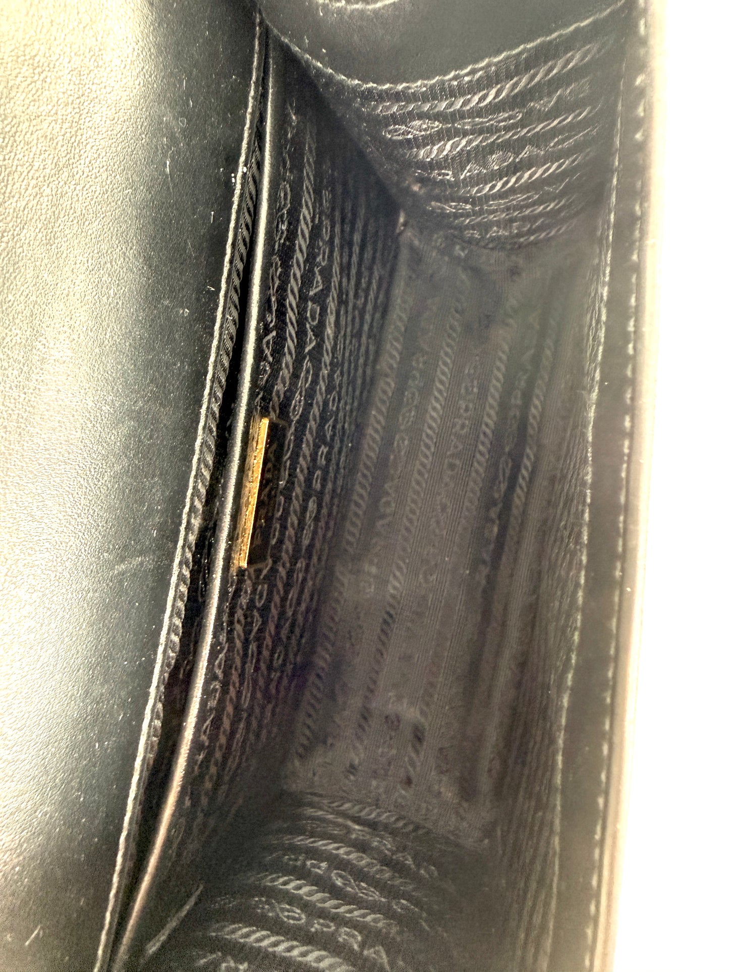 Prada Envelope Saffiano Soft Calfskin Flap Chain Metal Triangle Logo Black Leather Shoulder Crossbody Bag