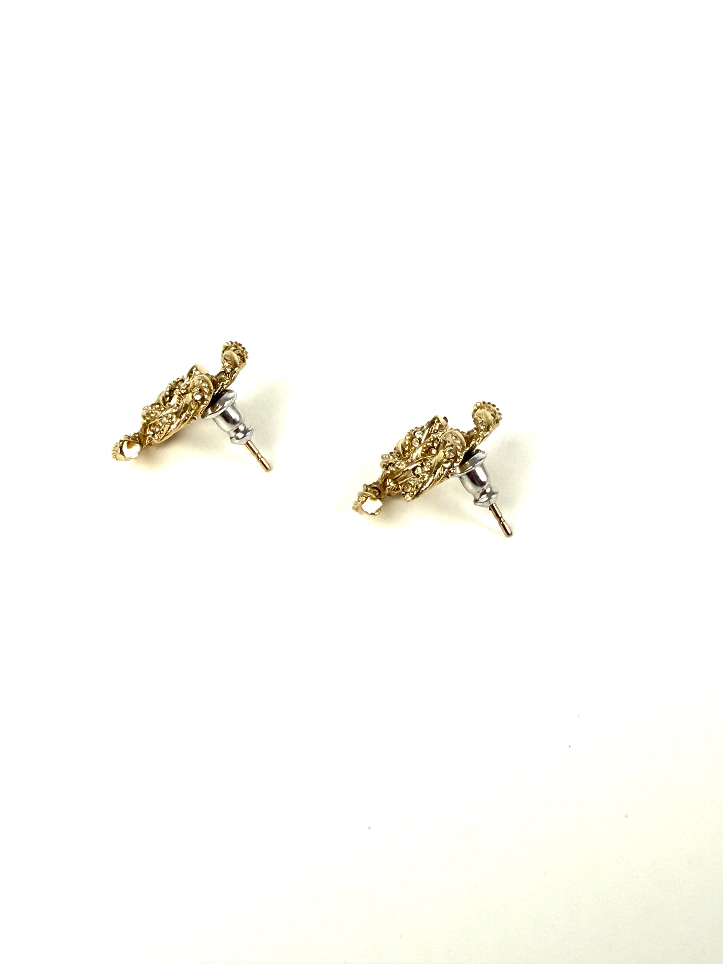 CHANEL CC Stud Light Gold Twisted Rhinestone Earrings