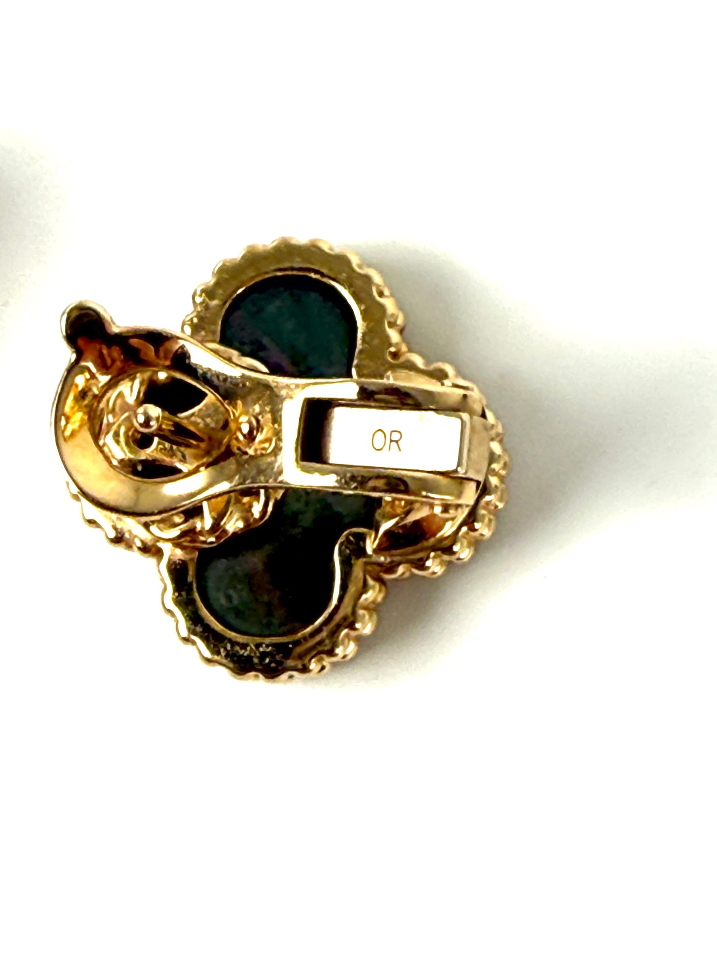 Van Cleef & Arpels Special Order Vintage Alhambra Gray Mother of Pearl 18k Yellow Gold Stud Earrings
