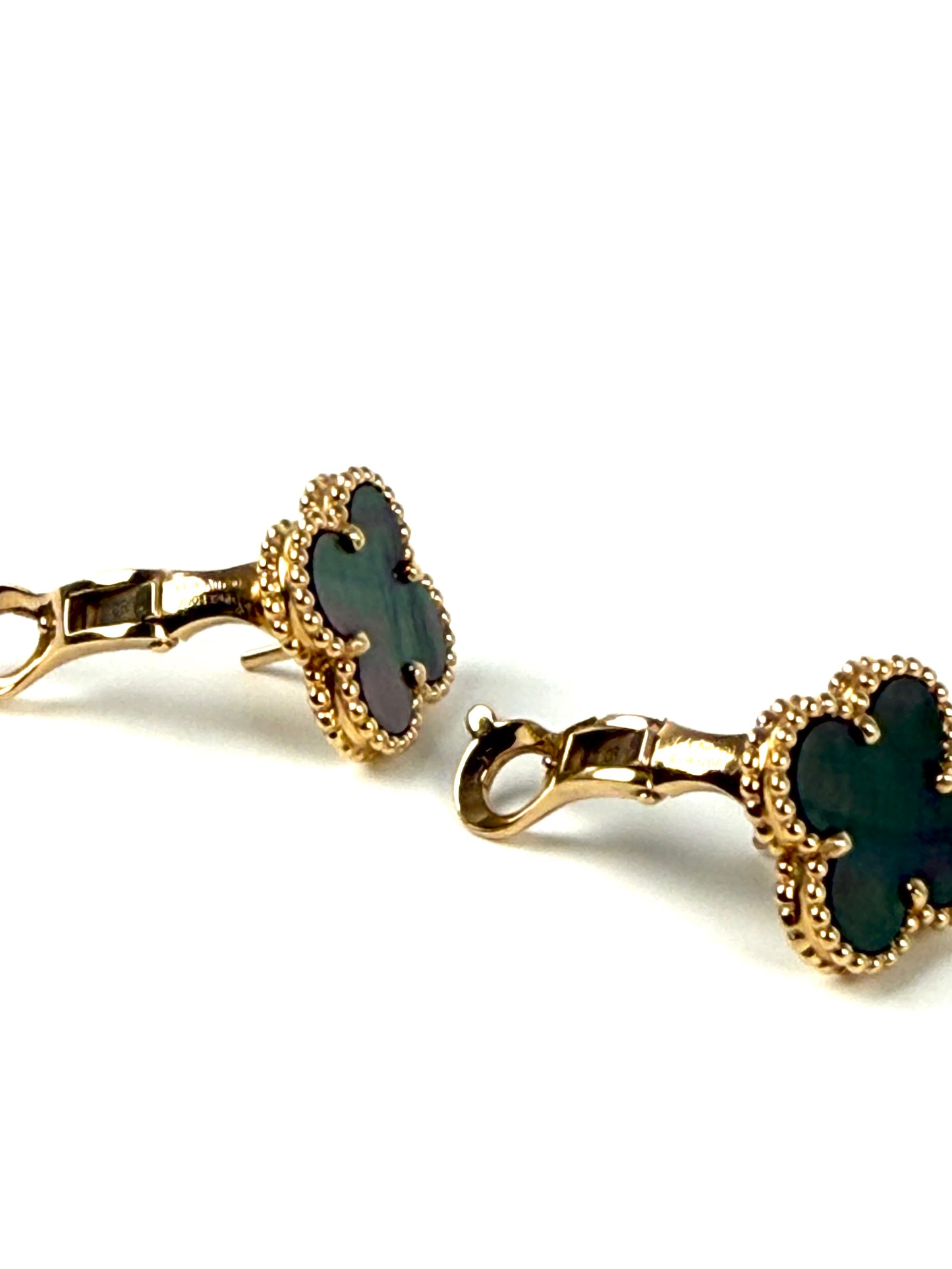 Van Cleef & Arpels Special Order Vintage Alhambra Gray Mother of Pearl 18k Yellow Gold Stud Earrings