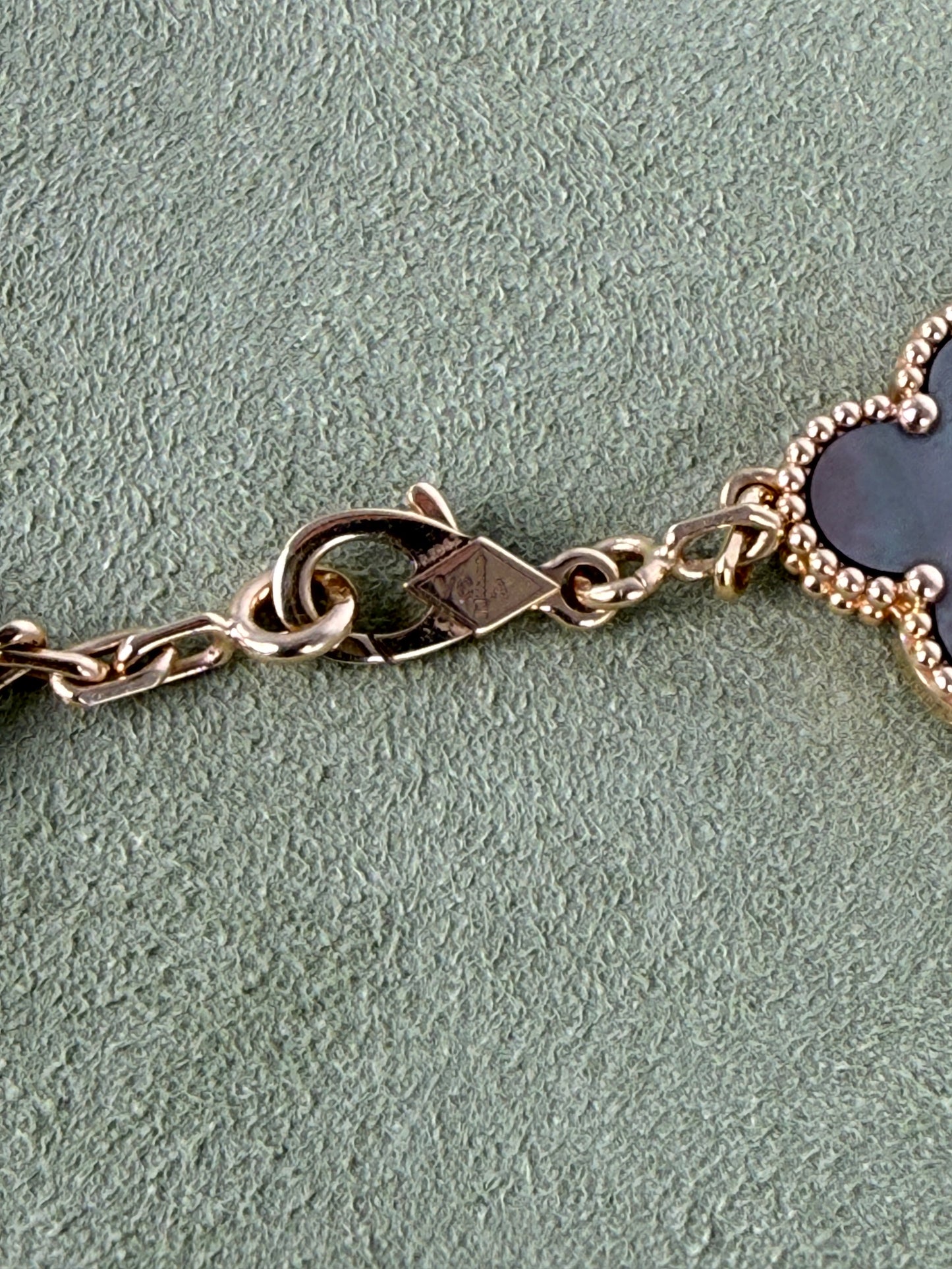 Van Cleef & Arpels Special Order Vintage Alhambra Gray Mother of Pearl 18k Yellow Gold 10 Motif Necklace