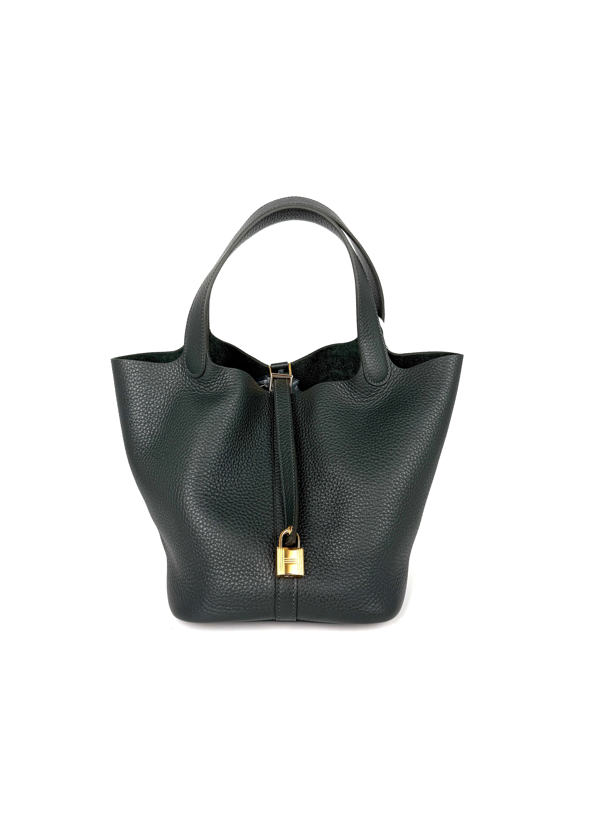 New HERMES Picotin Lock 22 MM Vert Mangrove Green Taurillon